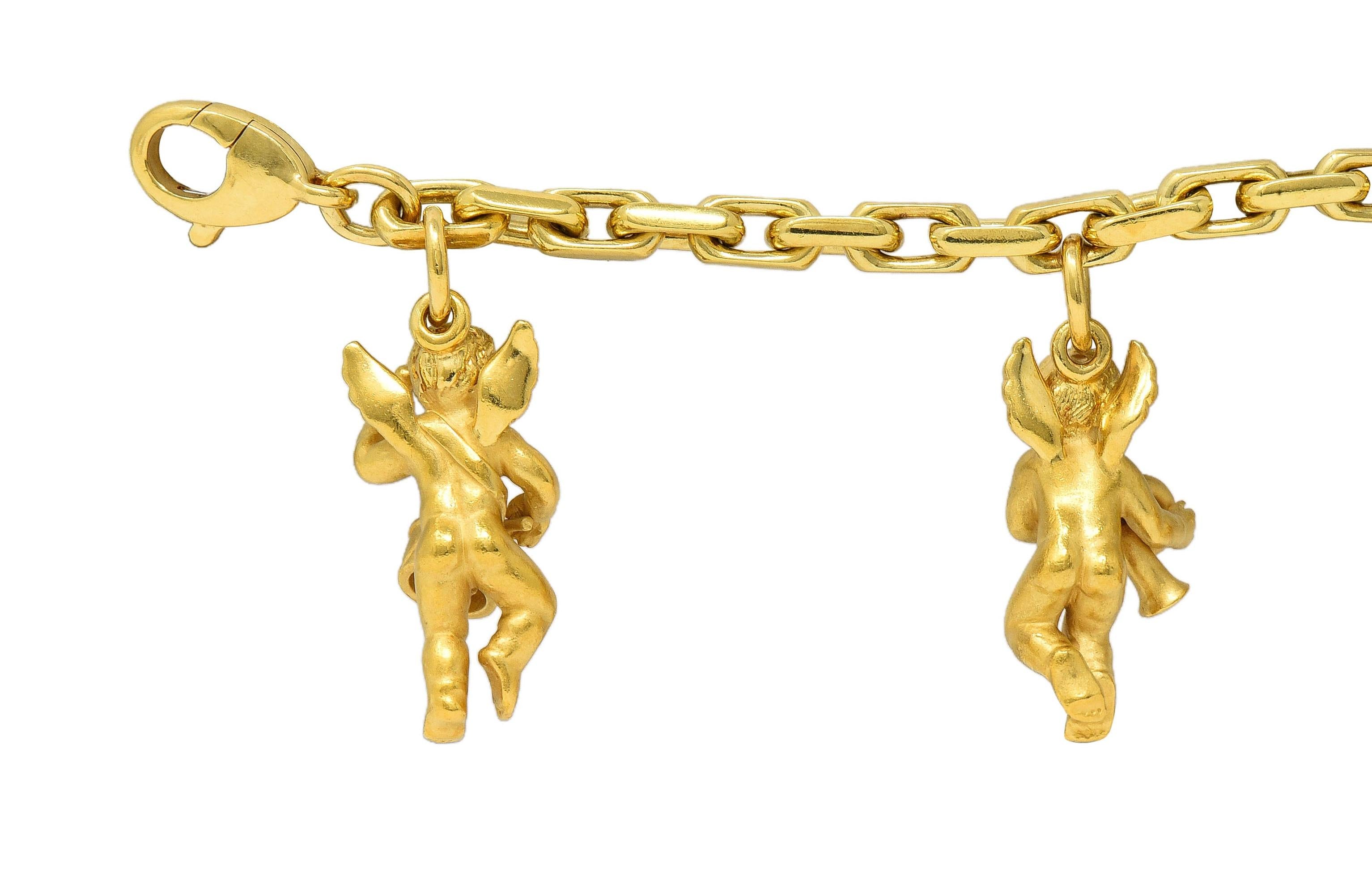 Carrera Y Carrera 1990's 18 Karat Yellow Gold Vintage Cherub Charm Bracelet