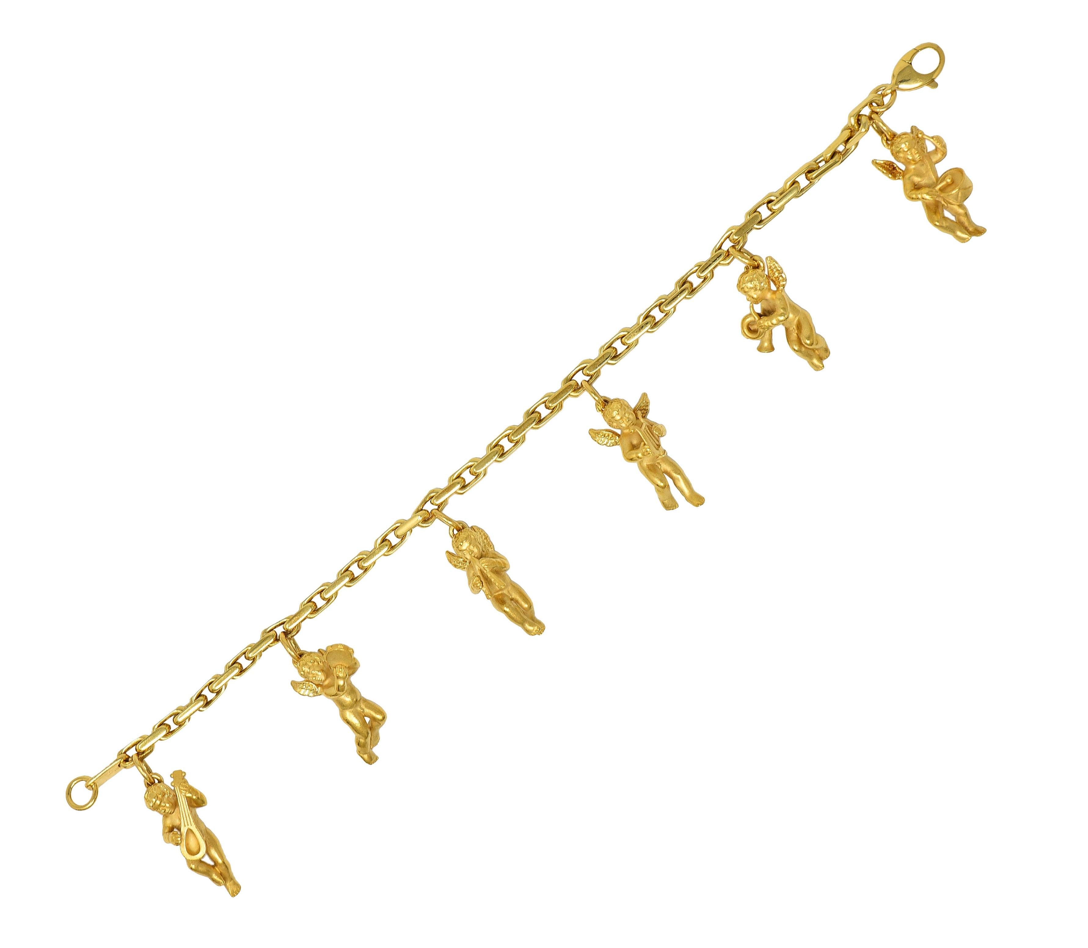 Carrera Y Carrera 1990's 18 Karat Yellow Gold Vintage Cherub Charm Bracelet