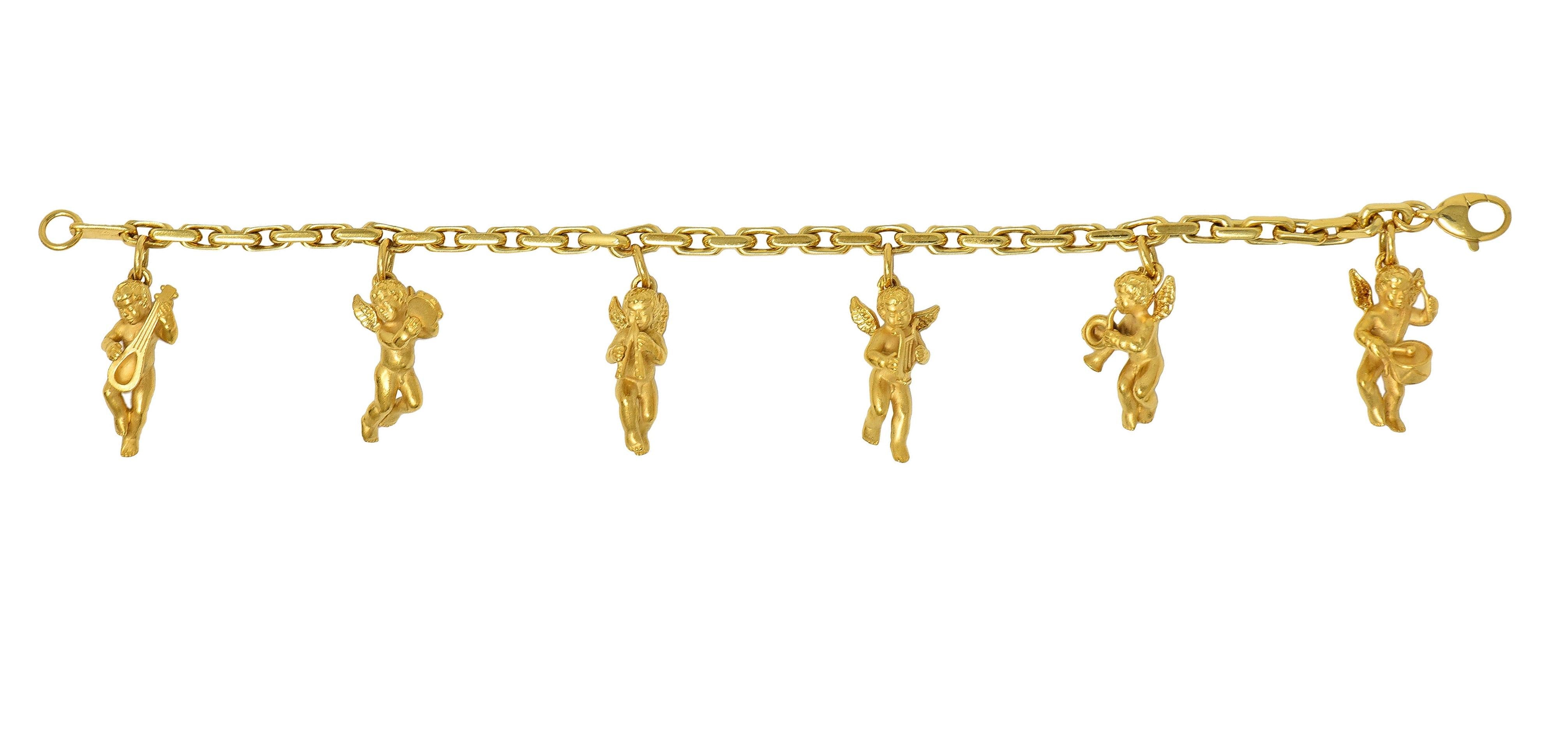 Carrera Y Carrera 1990's 18 Karat Yellow Gold Vintage Cherub Charm Bracelet