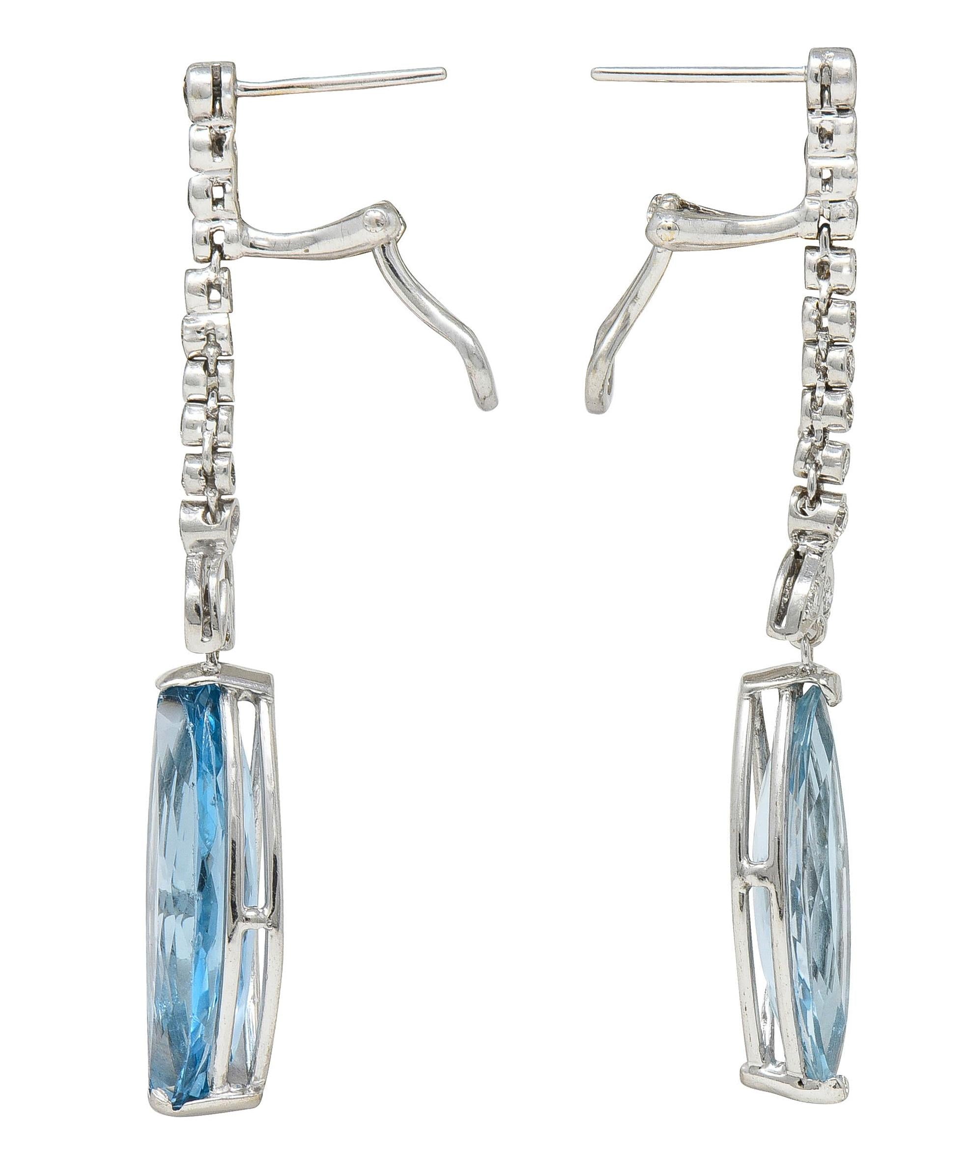 Contemporary 9.10 CTW Topaz Diamond 14 Karat White Gold Drop Earrings