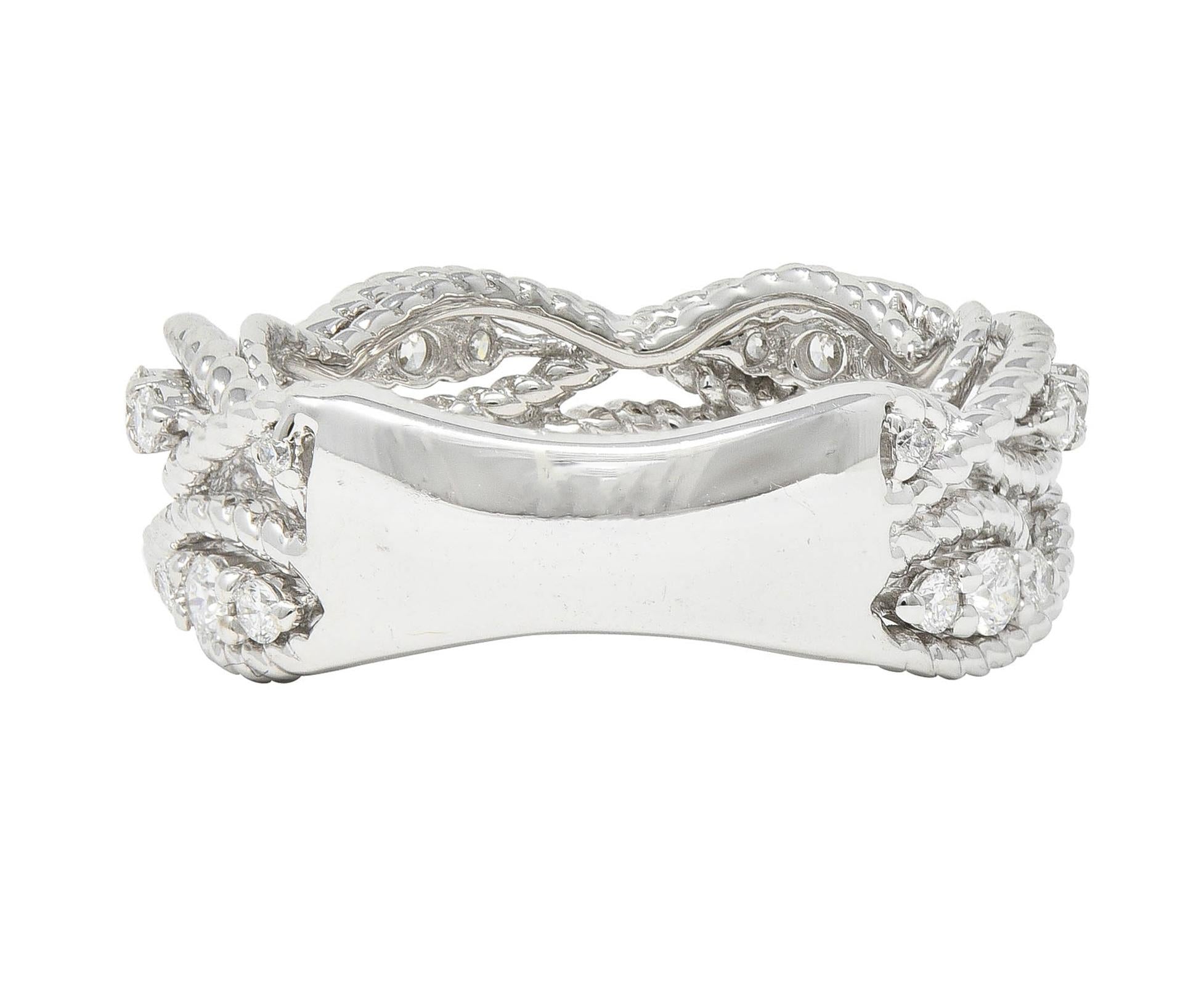 Contemporary 1.00 CTW Diamond 14 Karat White Gold Rope Band Ring