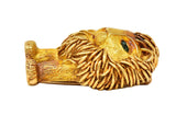 1960's French Emerald 18 Karat Yellow Gold Vintage Lion Brooch