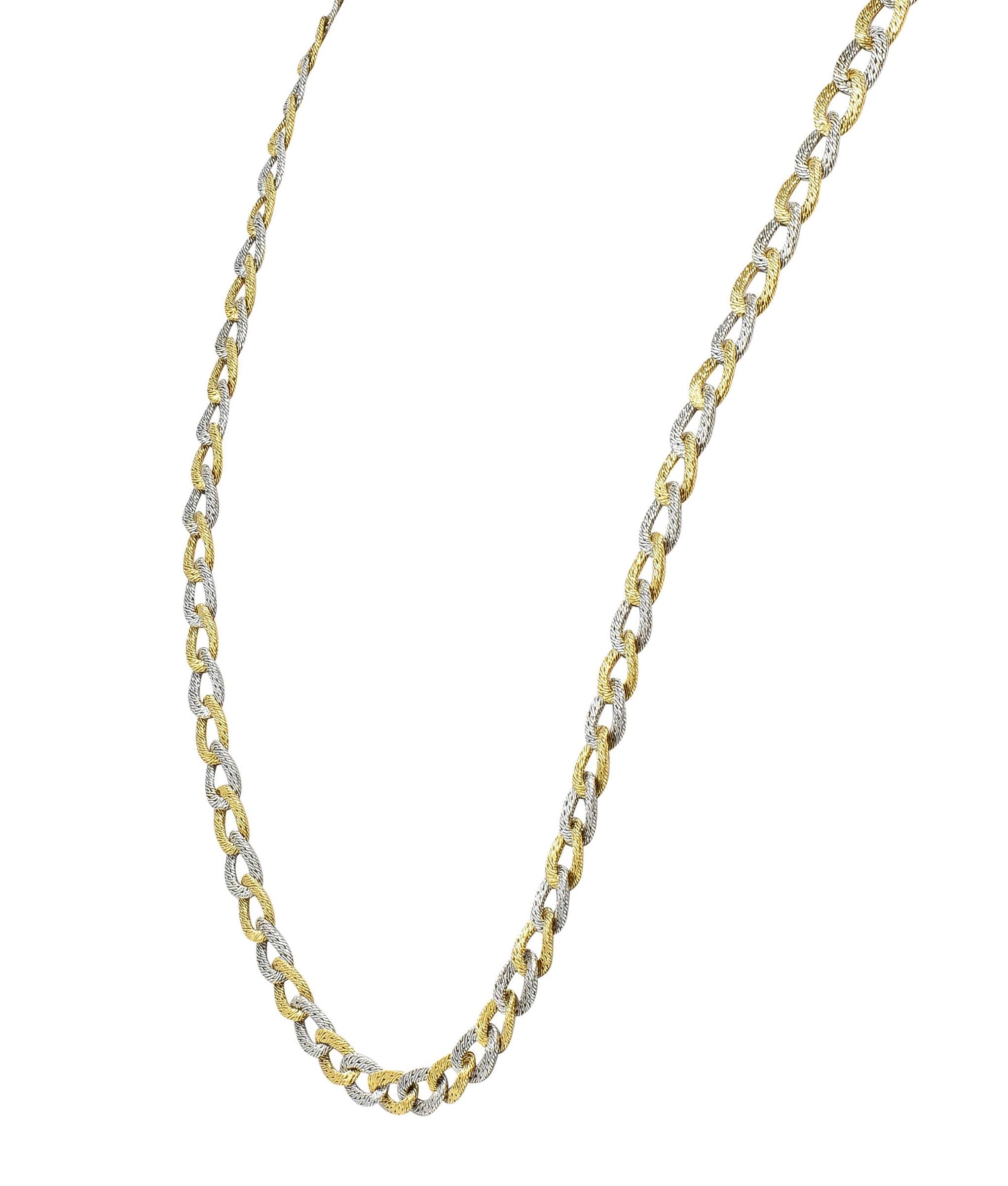 L'Enfant 18 Karat Two-Tone Gold Vintage Woven Curb Link Chain Necklace Bracelet