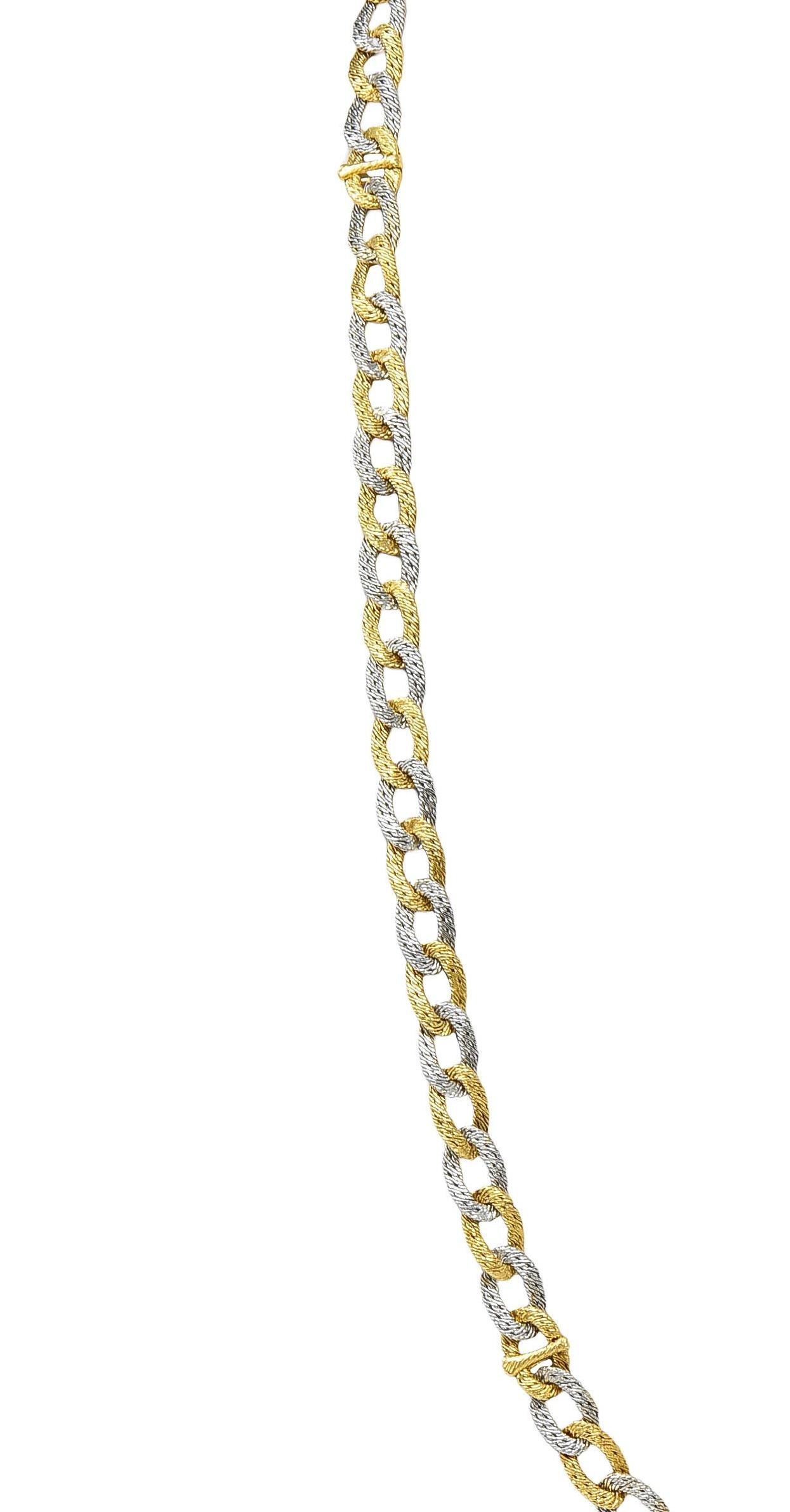 L'Enfant 18 Karat Two-Tone Gold Vintage Woven Curb Link Chain Necklace Bracelet