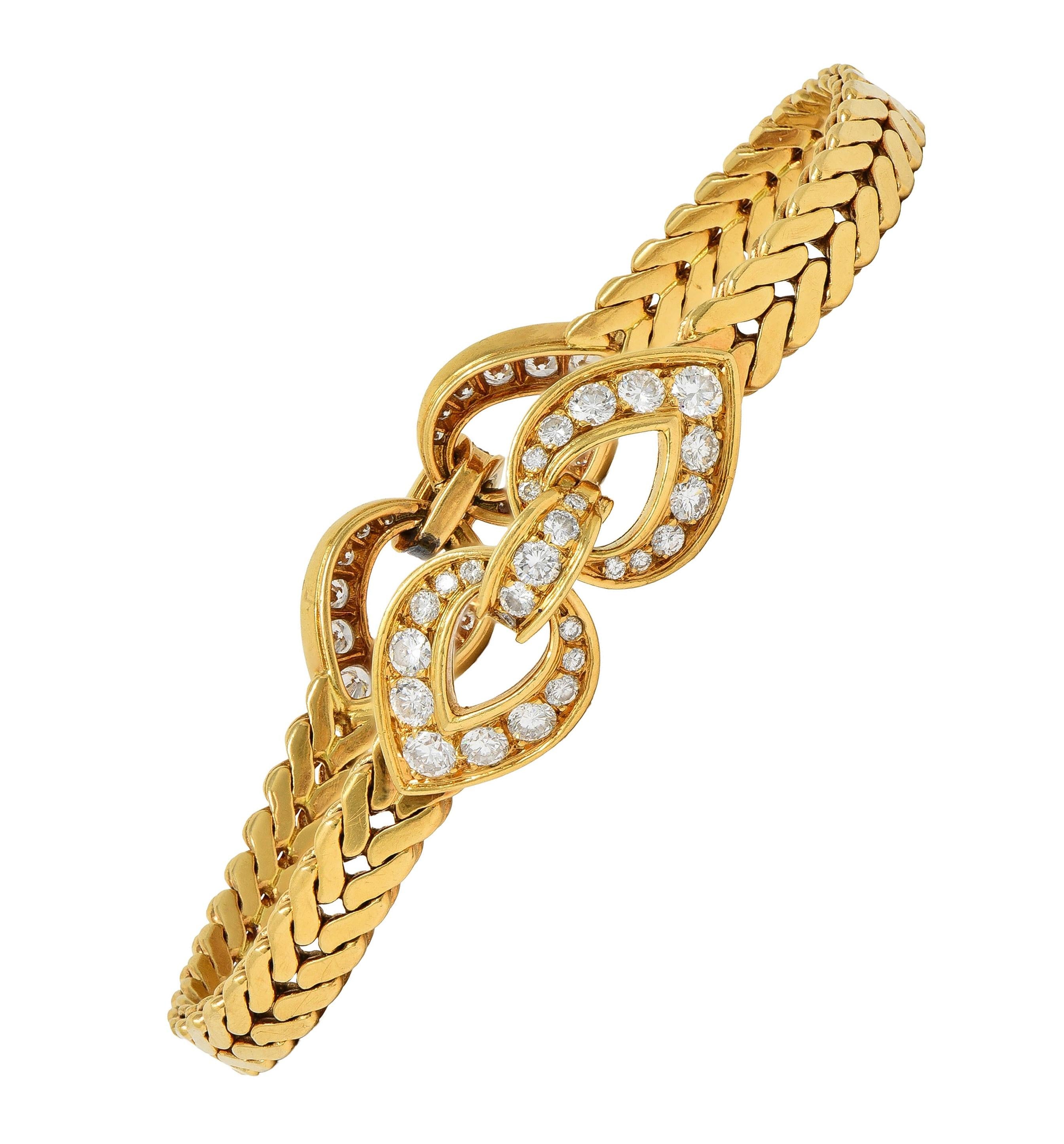 Cartier Paris 1.78 CTW Diamond 18 Karat Yellow Gold Vintage Agrafe Bracelet