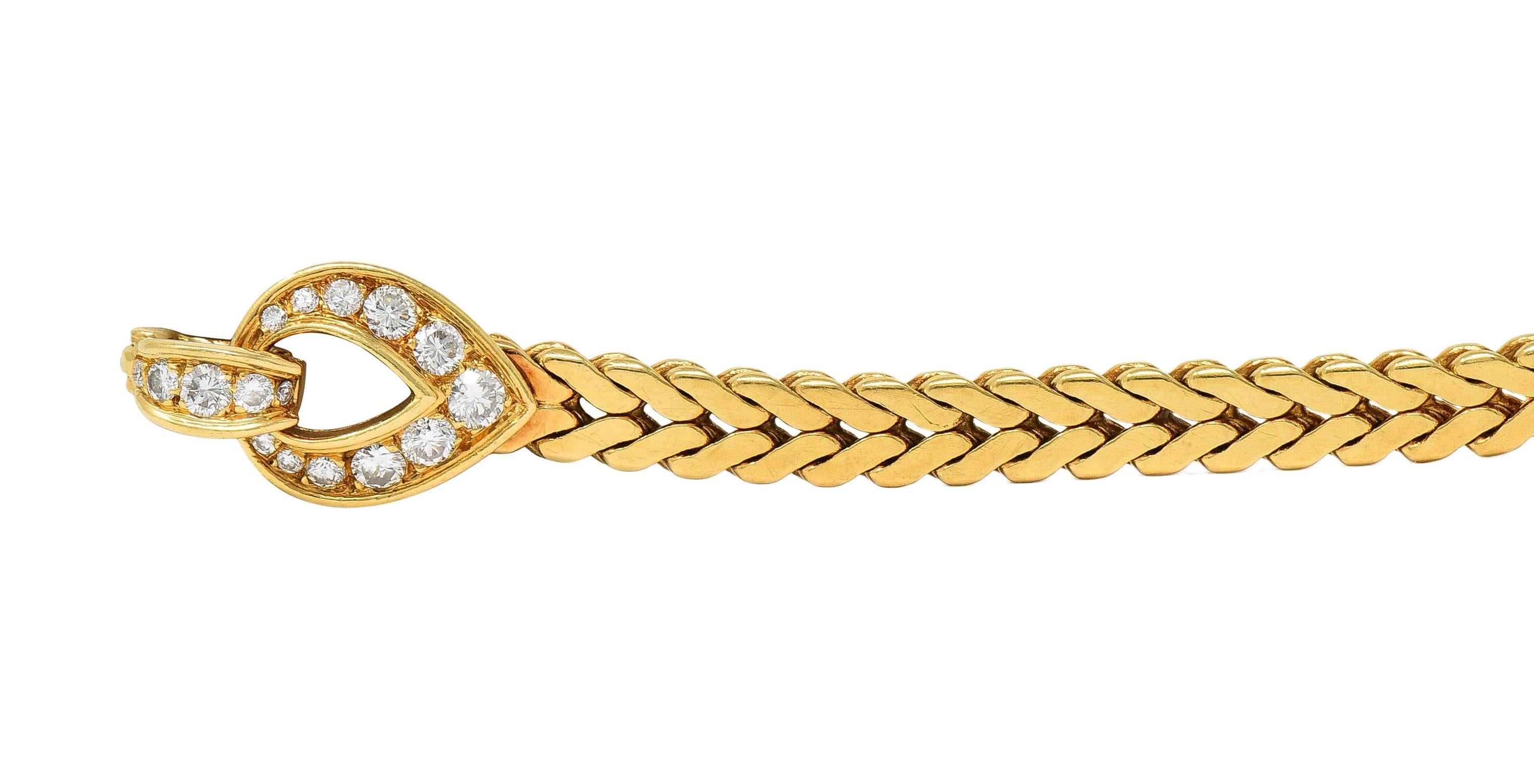 Cartier Paris 1.78 CTW Diamond 18 Karat Yellow Gold Vintage Agrafe Bracelet