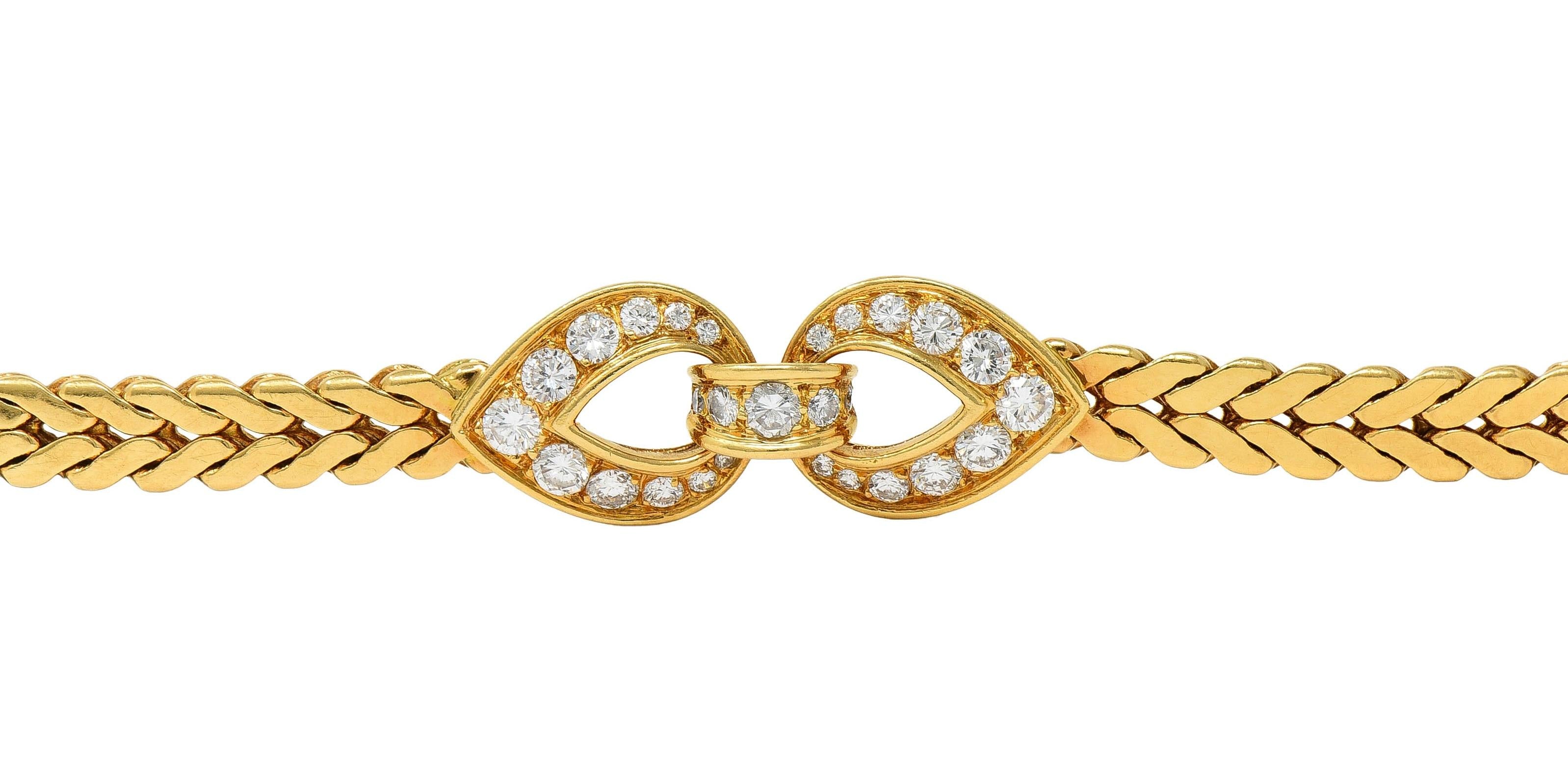 Cartier Paris 1.78 CTW Diamond 18 Karat Yellow Gold Vintage Agrafe Bracelet