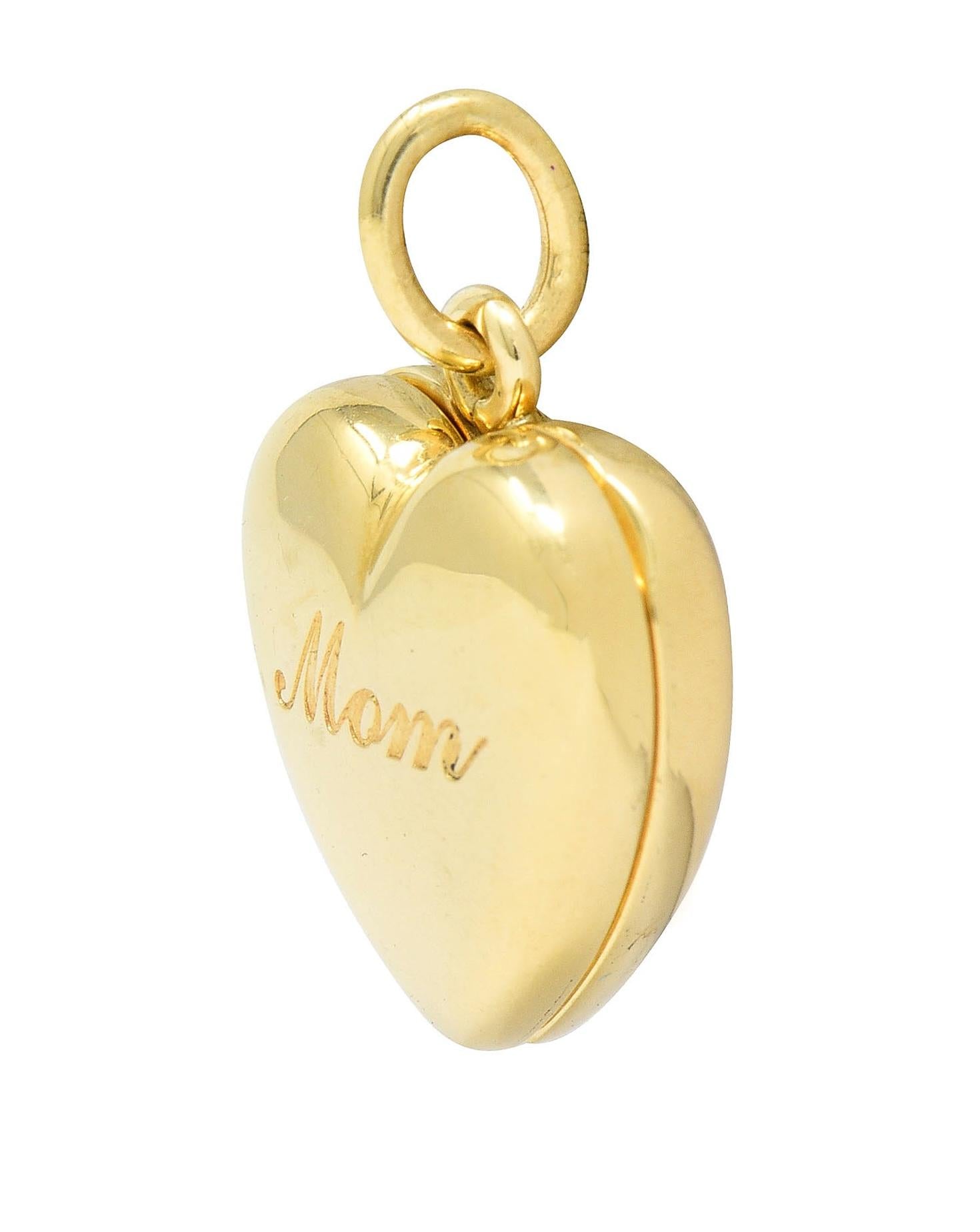 Tiffany & Co. 14 Karat Yellow Gold Mom Heart Locket Pendant