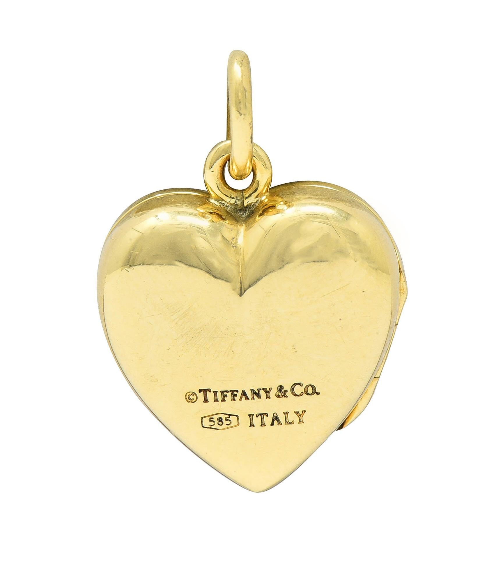 Tiffany & Co. 14 Karat Yellow Gold Mom Heart Locket Pendant