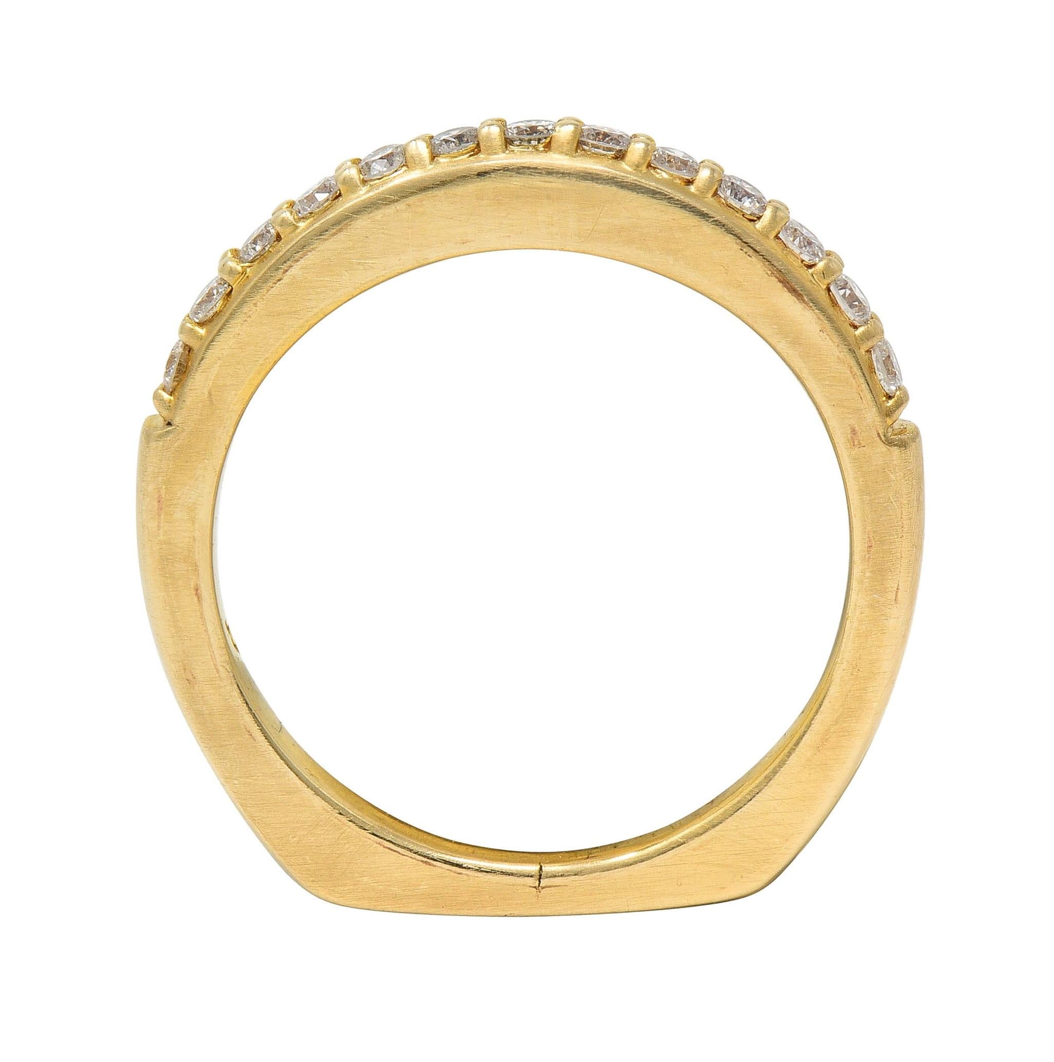 Contemporary 0.26 CTW Diamond 14 Karat Yellow Gold Stacking Band Ring