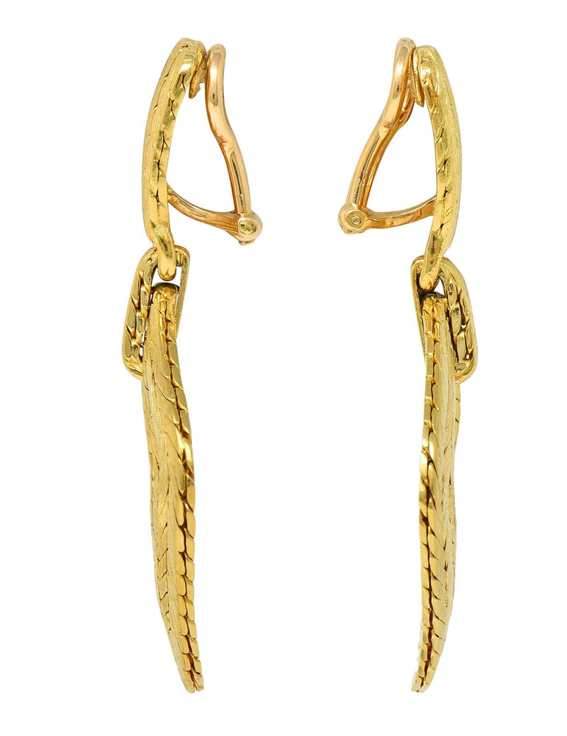 Buccellati 1970's 18K Yellow Gold Rope Vintage Door Knocker Ear-Clip Earrings