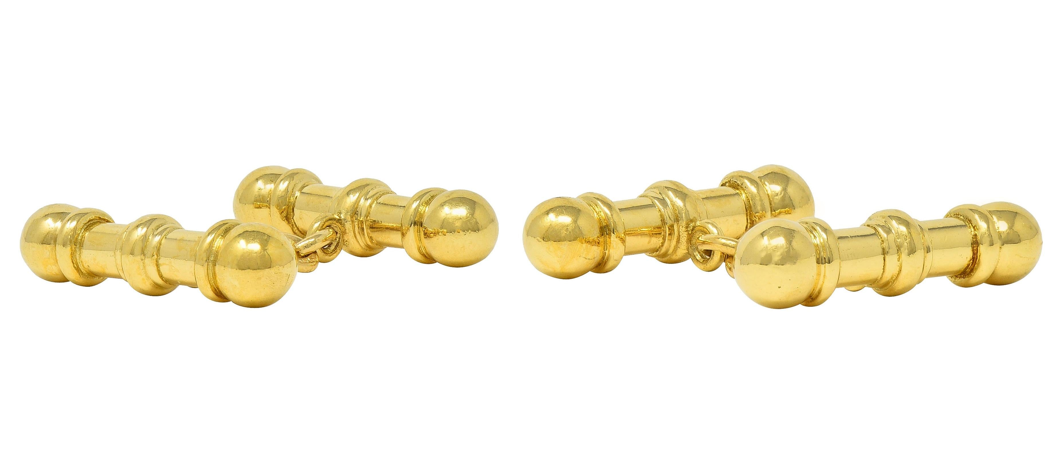 Theo Fennell 2003 British 18 Karat Yellow Gold Vintage Bar Cufflinks