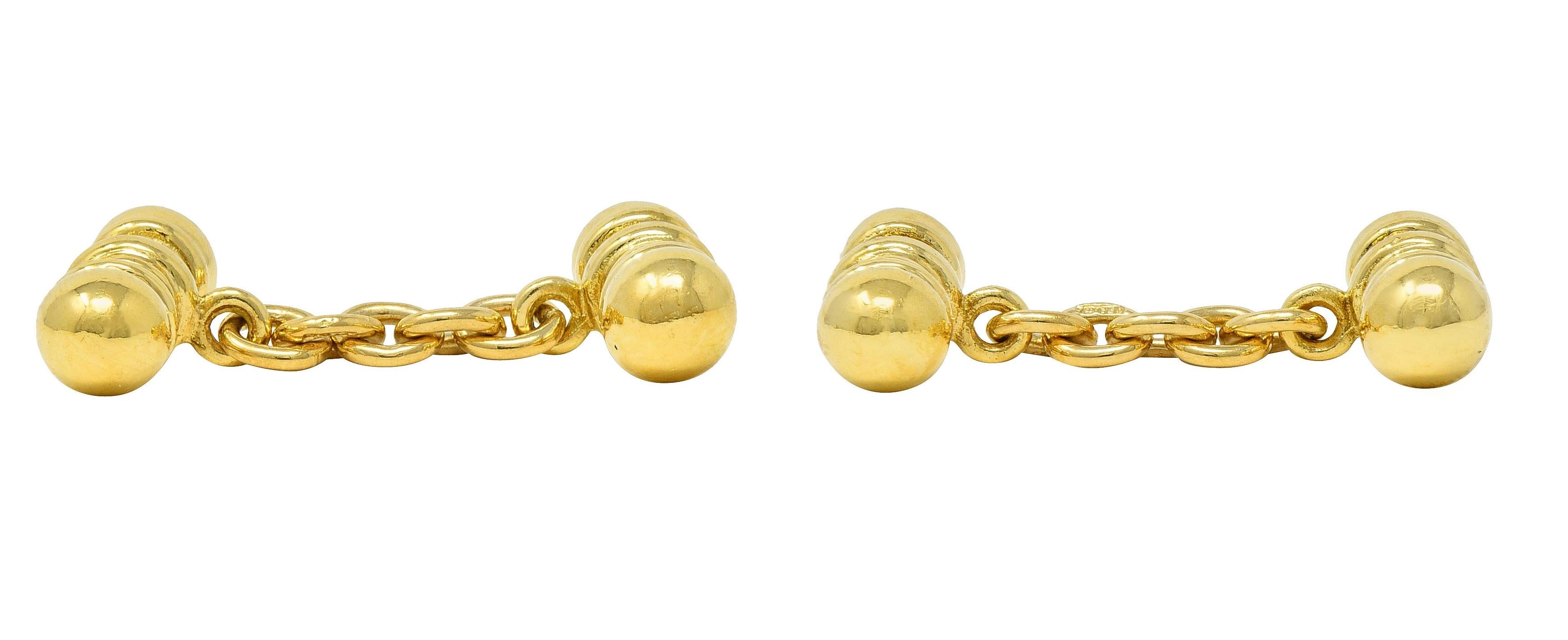 Theo Fennell 2003 British 18 Karat Yellow Gold Vintage Bar Cufflinks