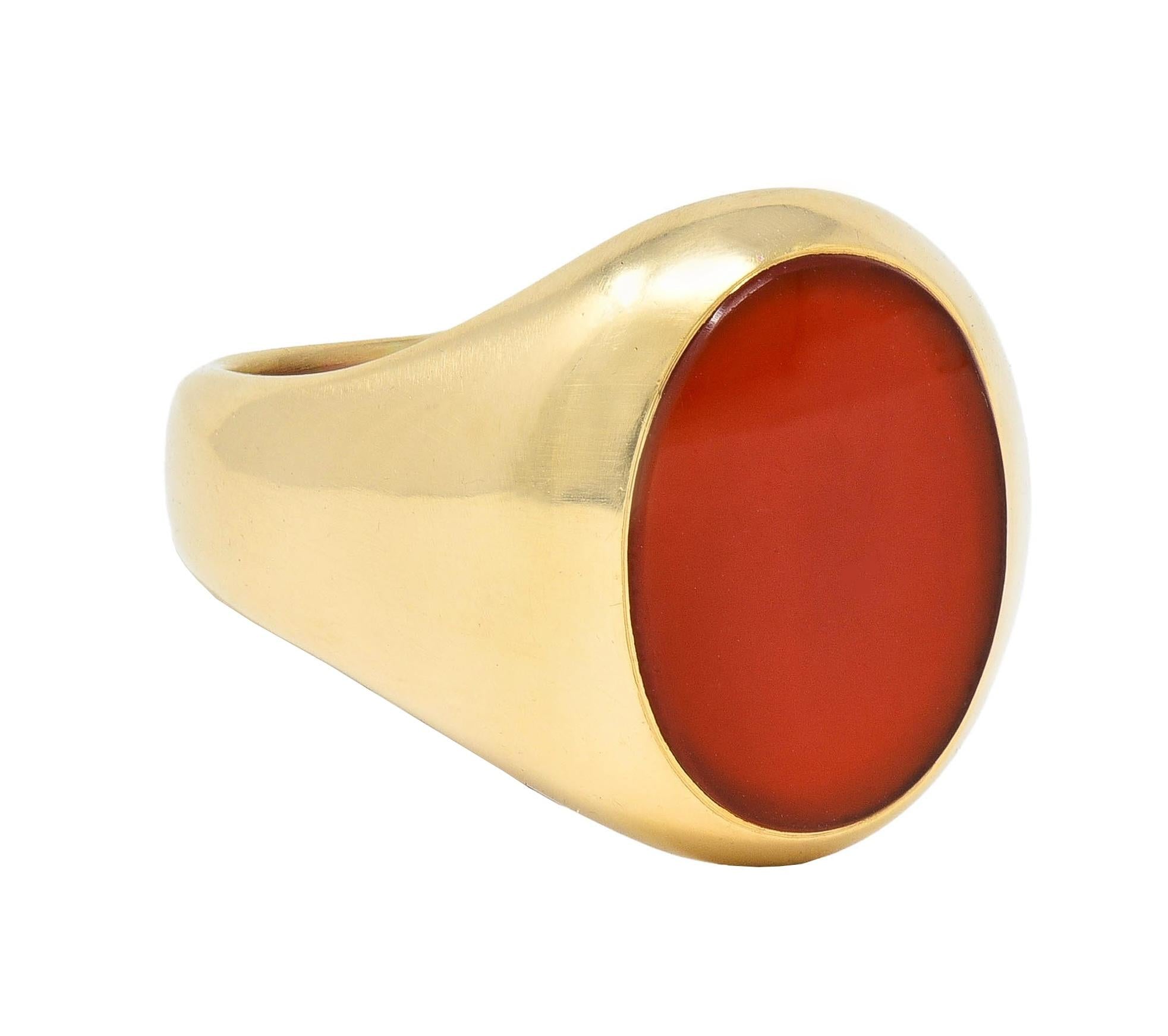 Larter & Sons Late Victorian Carnelian 14 Karat Yellow Gold Antique Signet Ring