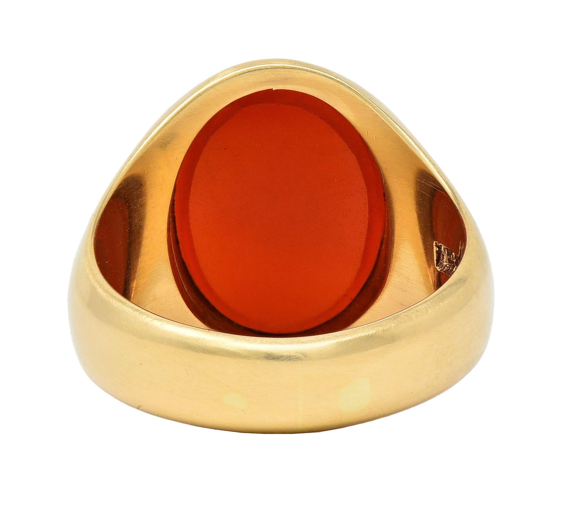 Larter & Sons Late Victorian Carnelian 14 Karat Yellow Gold Antique Signet Ring