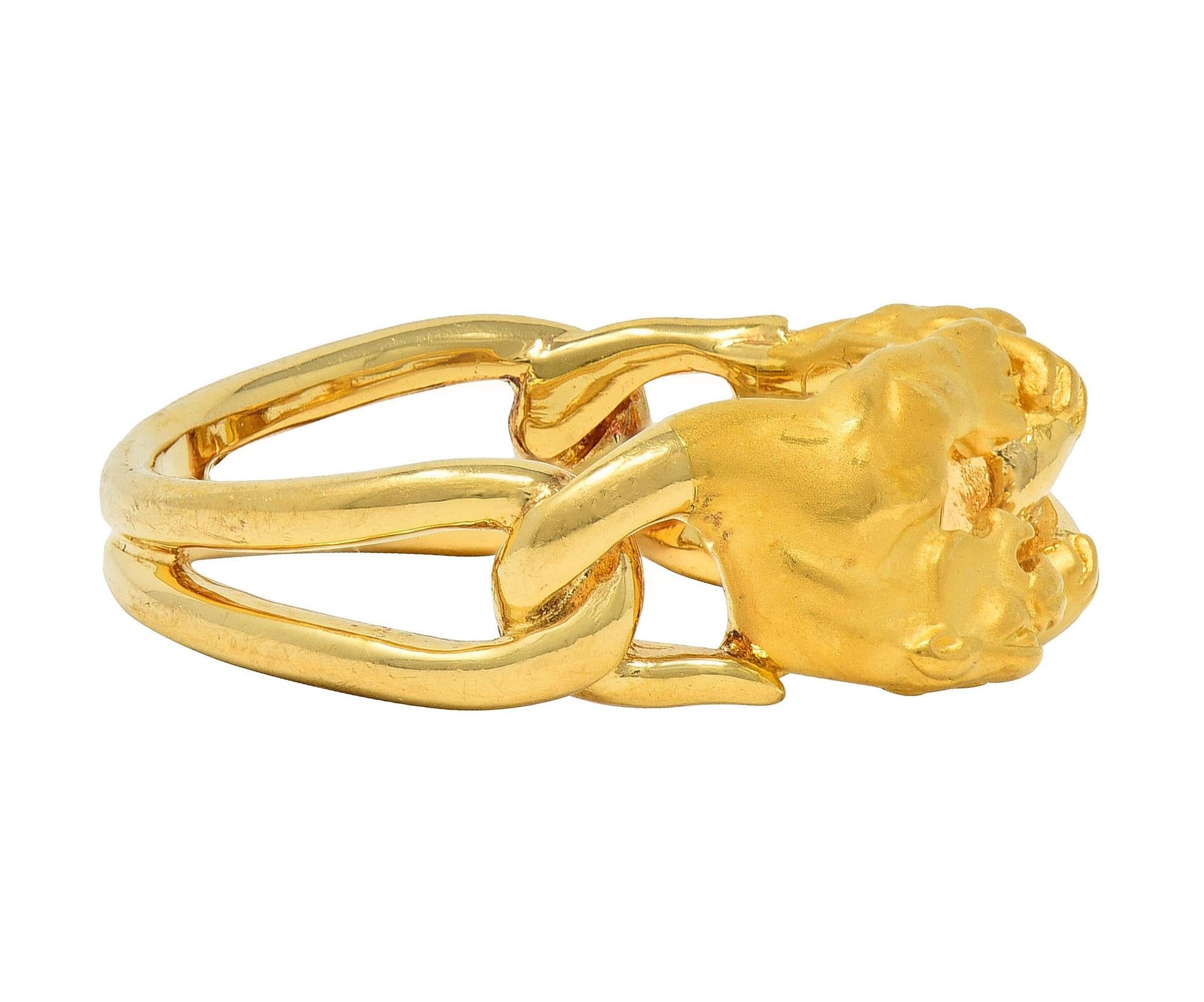 Carrera y Carrera 1990's 18K Yellow Gold Vintage Interlocking Panther Band Ring