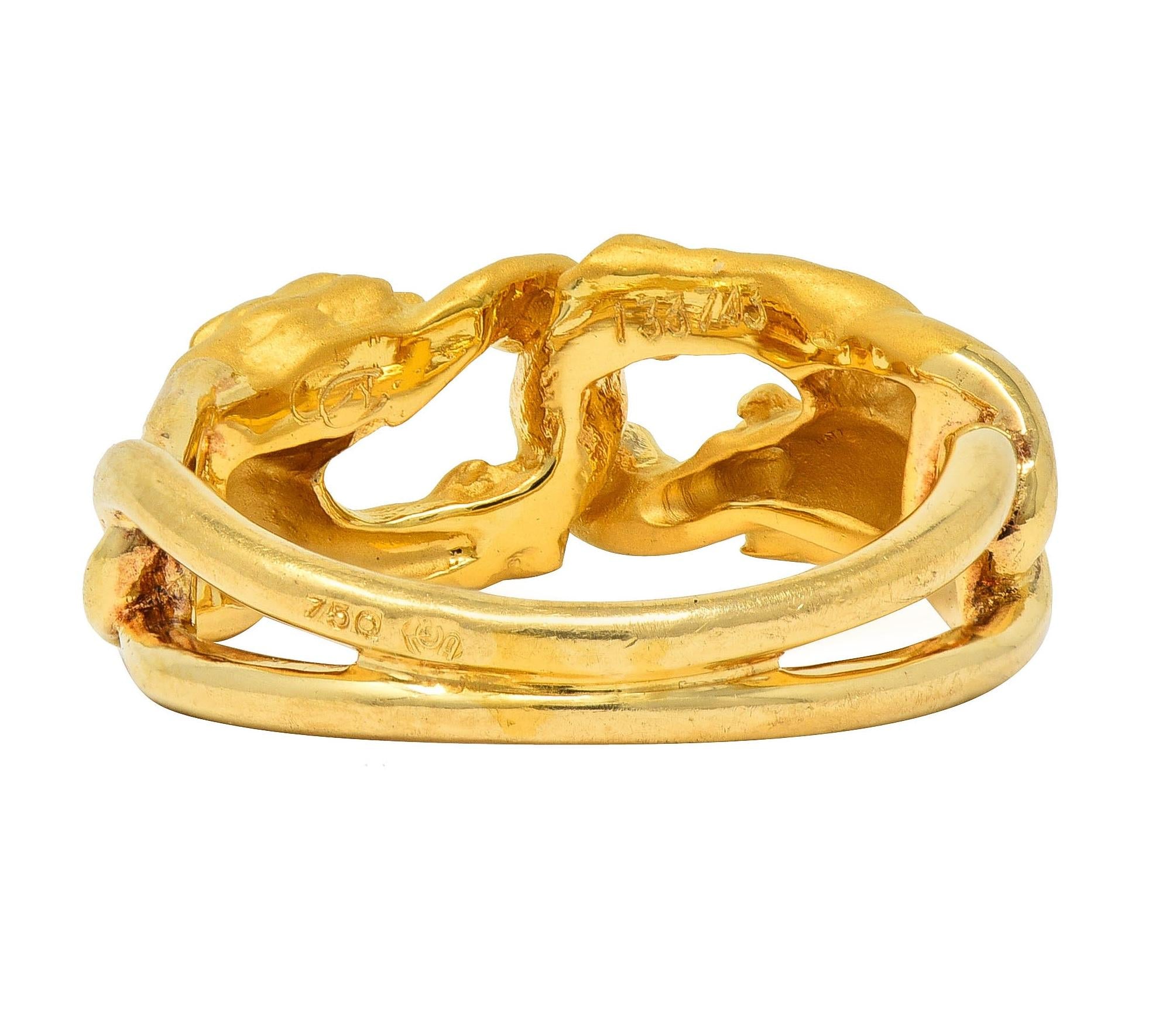 Carrera y Carrera 1990's 18K Yellow Gold Vintage Interlocking Panther Band Ring