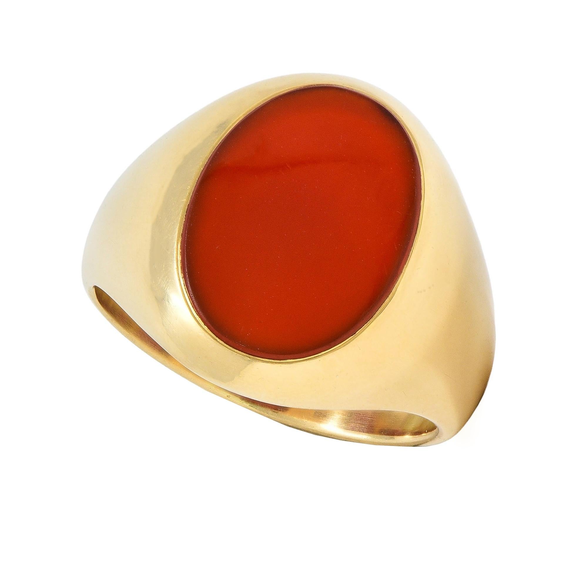 Larter & Sons Late Victorian Carnelian 14 Karat Yellow Gold Antique Signet Ring