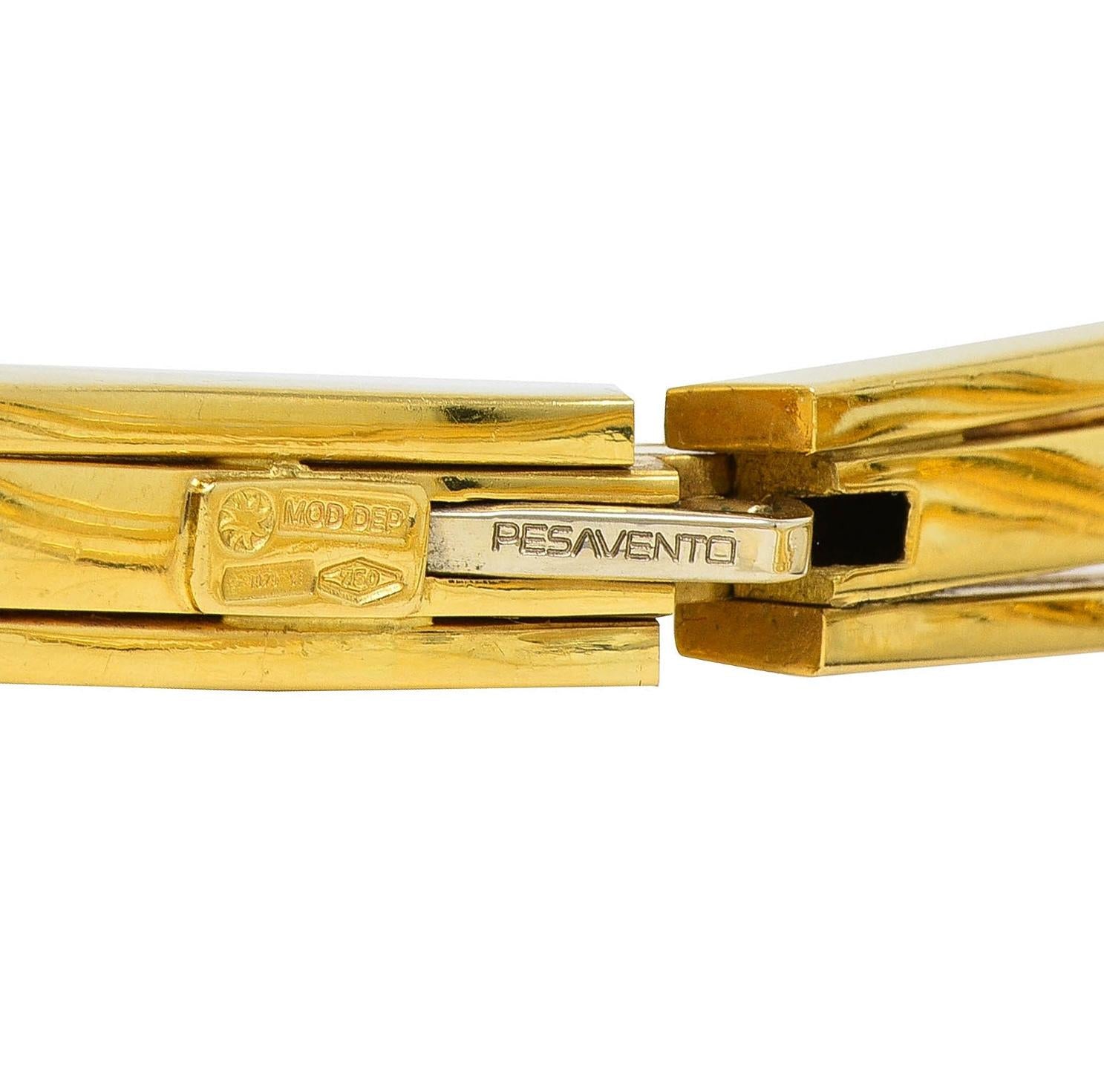 Pesavento 2000's 18 Karat Yellow Gold Modernist Wave Bangle Bracelet