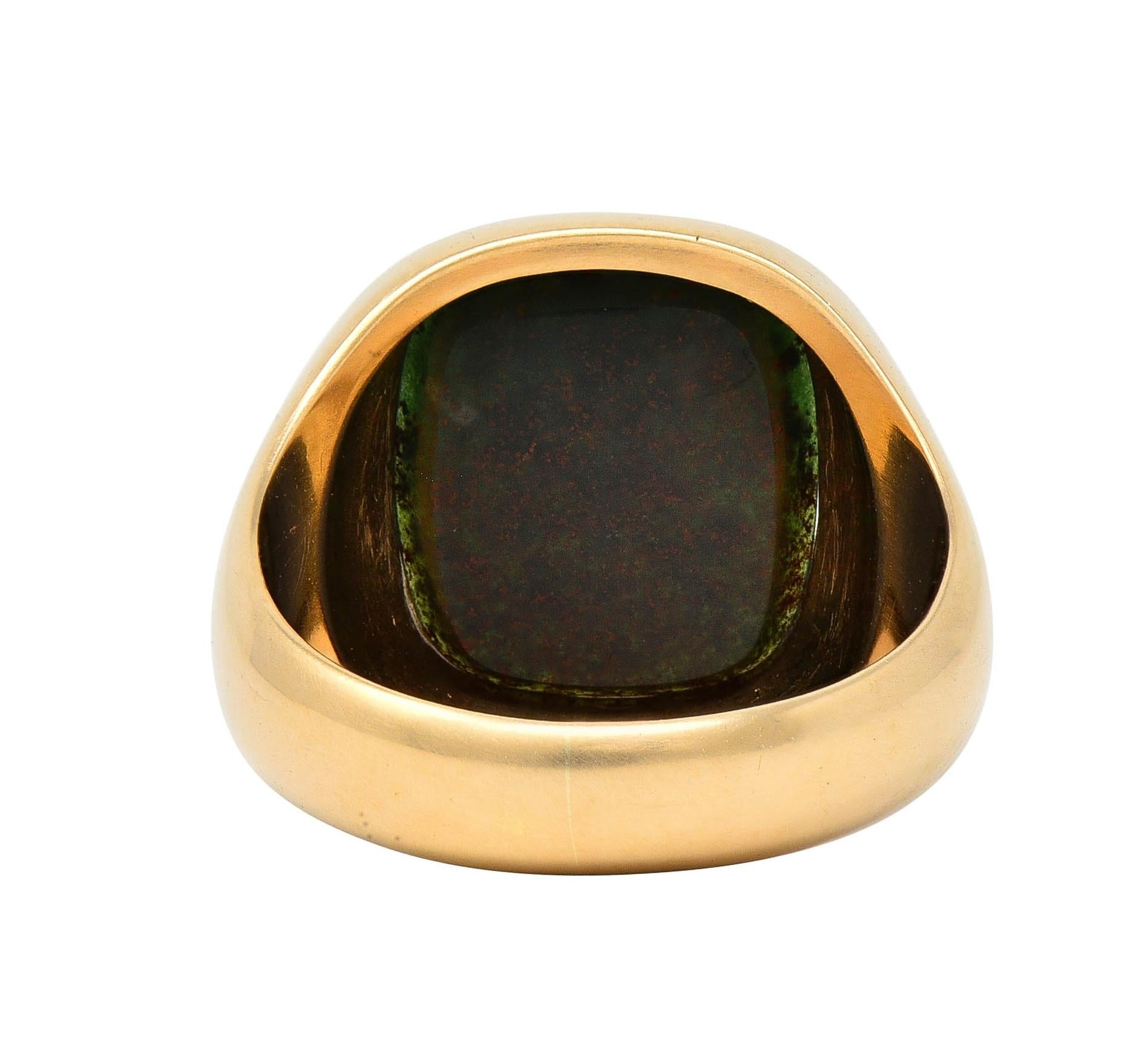 Retro Bloodstone 14 Karat Yellow Gold Vintage Unisex Signet Ring