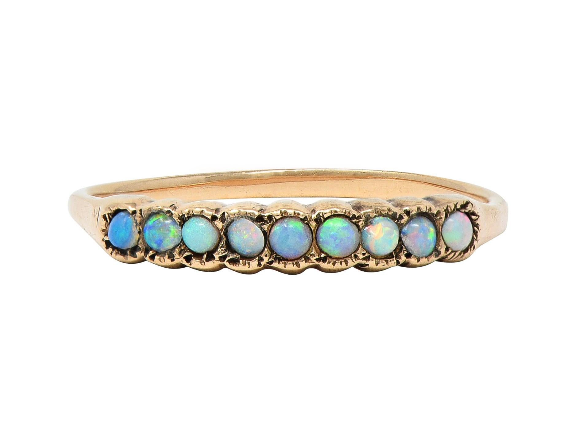 Victorian Opal 14 Karat Rose Gold Nine Stone Antique Stacking Band Ring