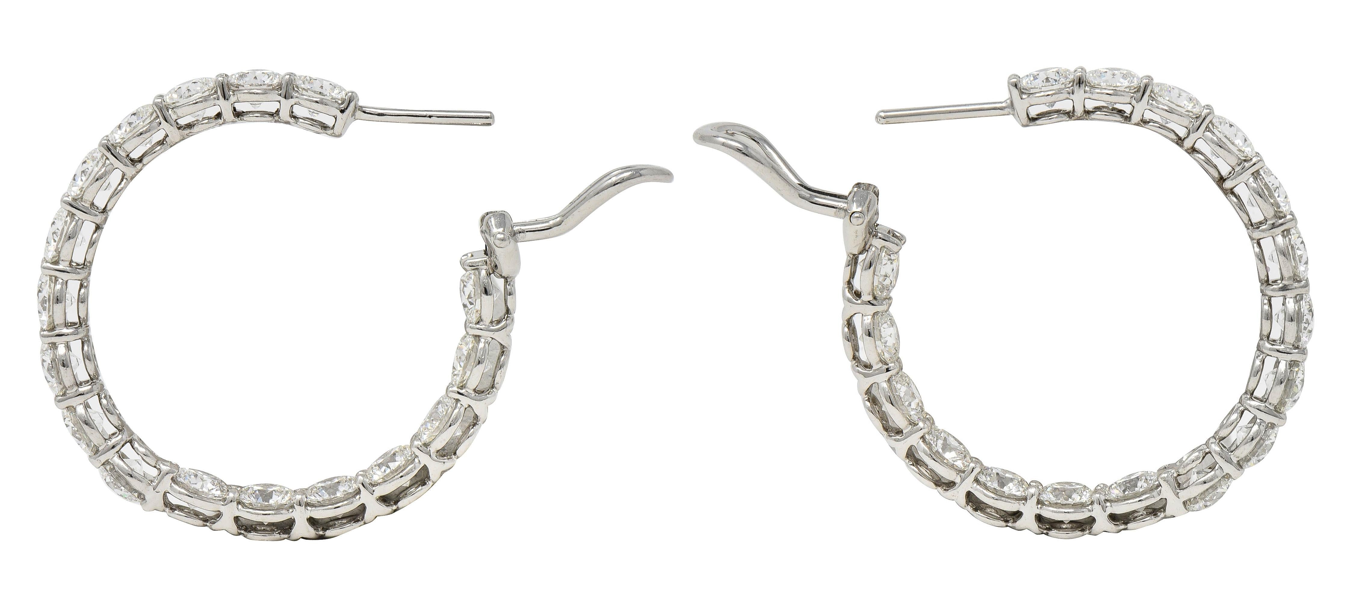 Tiffany & Co. 1990's 8.50 CTW Diamond Platinum Vintage Inside-Out Hoop Earrings