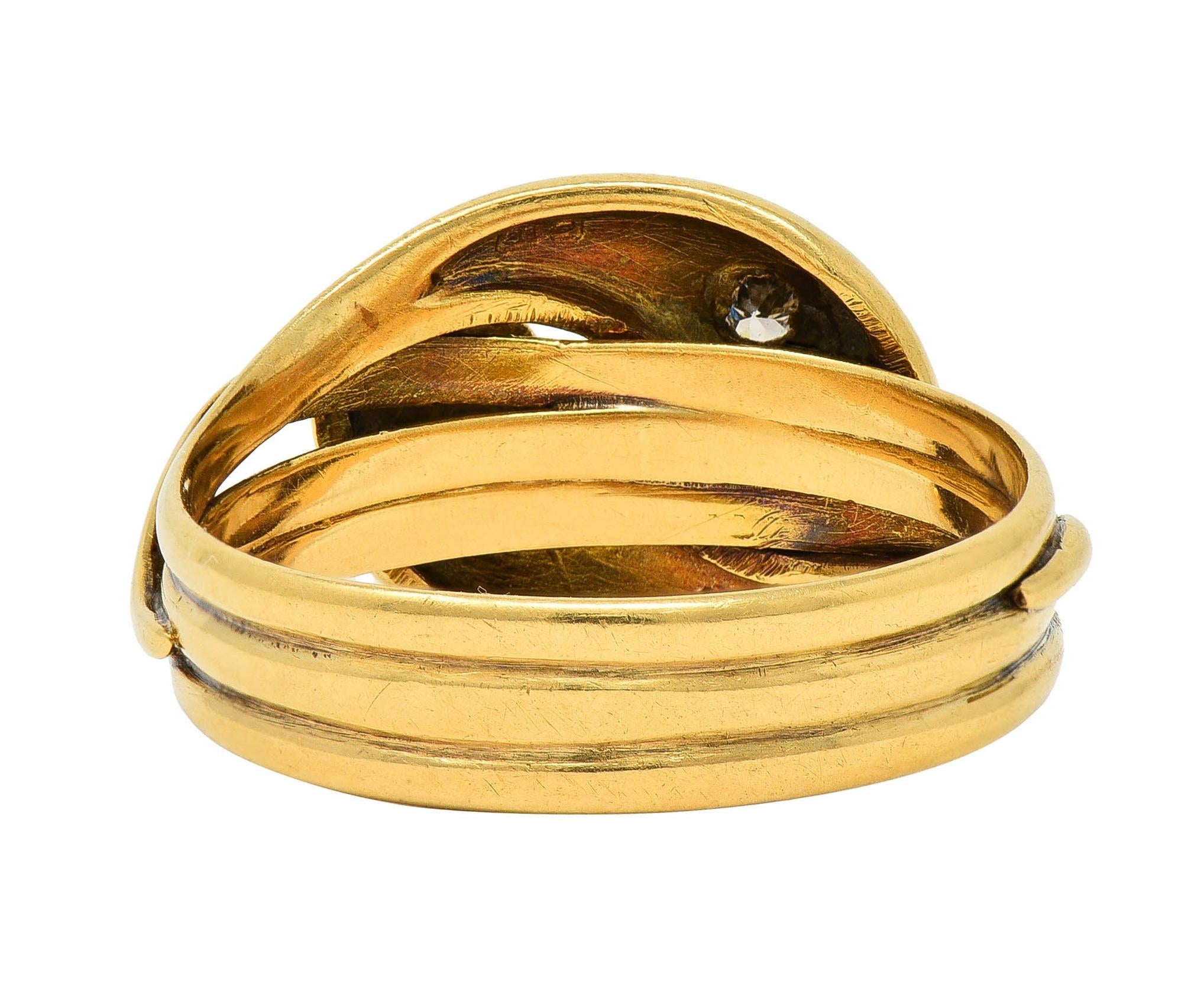 Edwardian Diamond 18 Karat Yellow Gold Antique Double Snake Band Ring