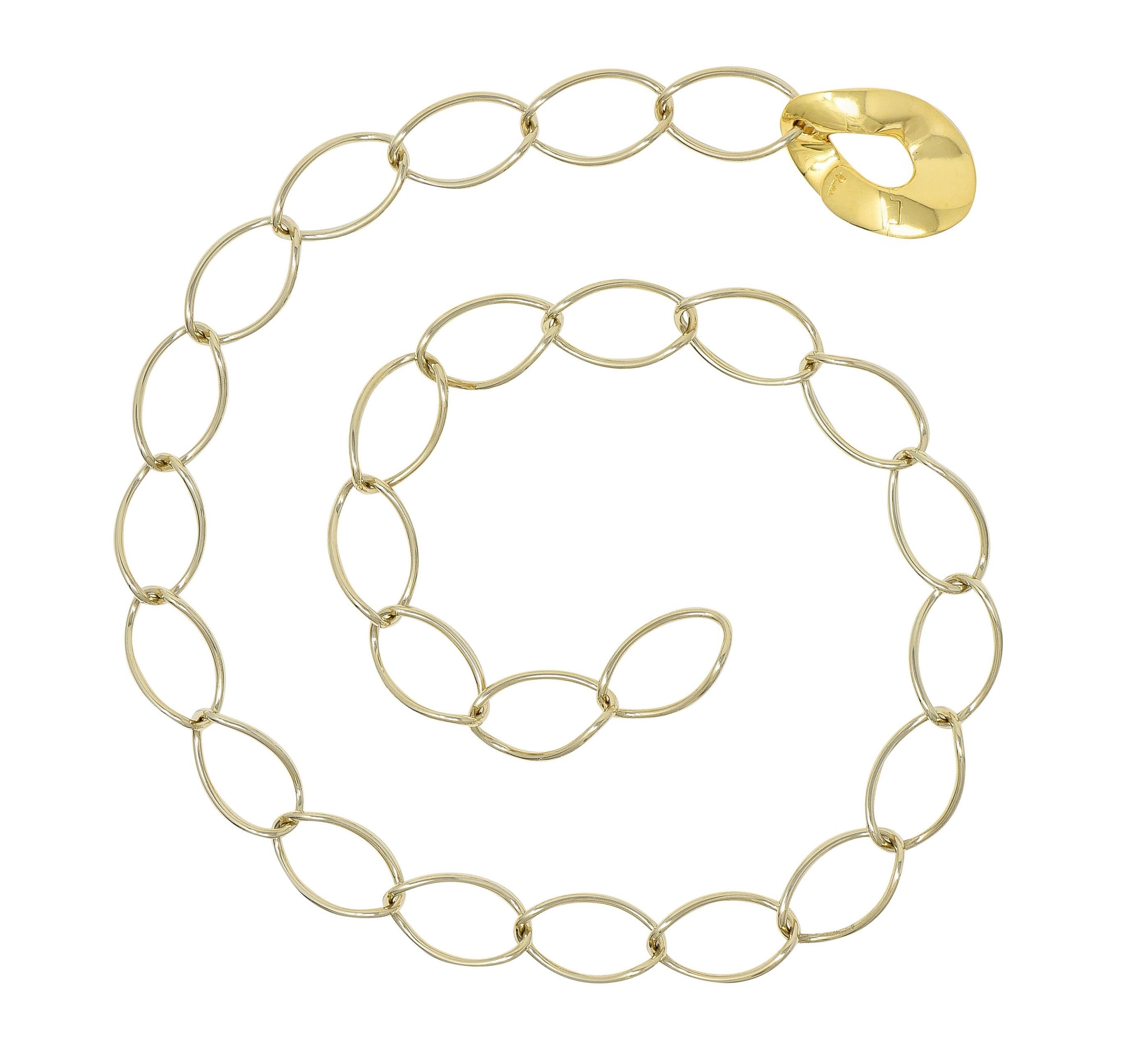 Pomellato Contemporary 18 Karat Two-Tone Gold Twisted Link Chain Necklace