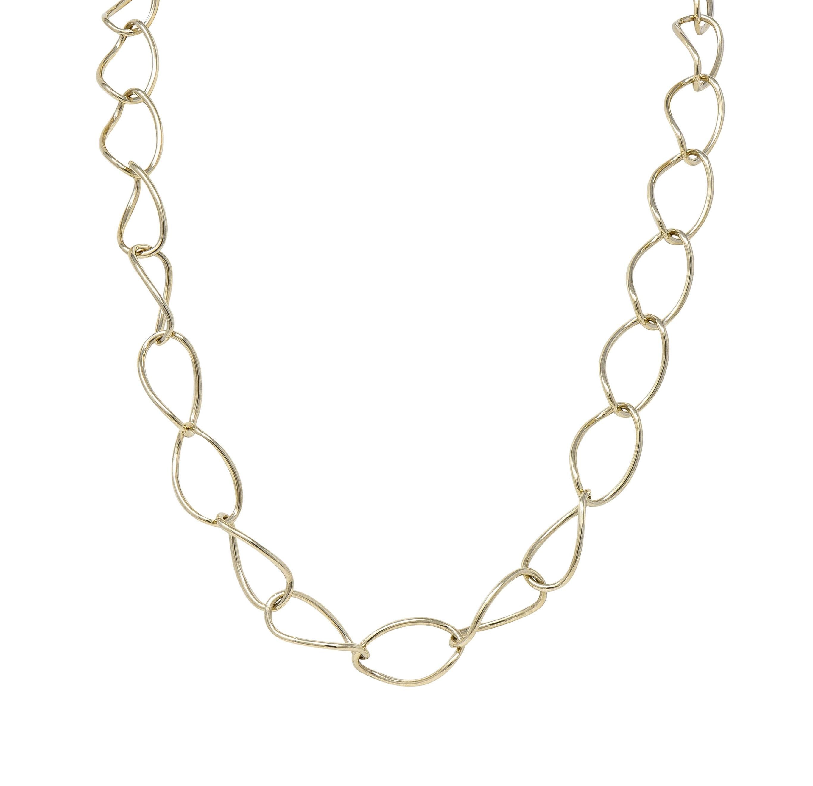 Pomellato Contemporary 18 Karat Two-Tone Gold Twisted Link Chain Necklace