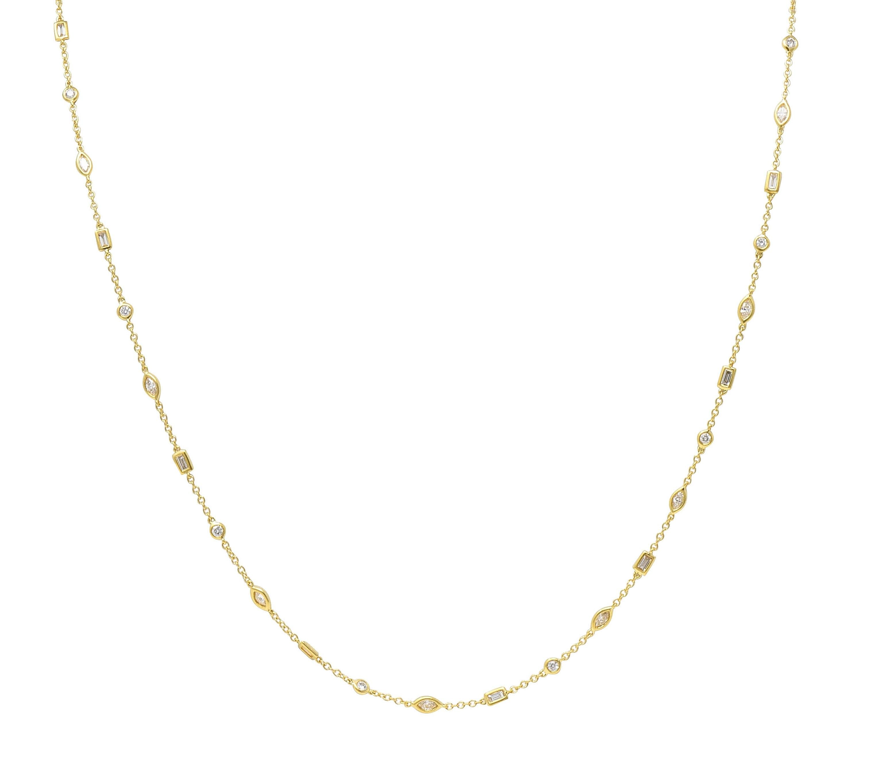 Contemporary 2.84 CTW Diamond 18 Karat Yellow Gold Diamonds-By-The-Yard Necklace