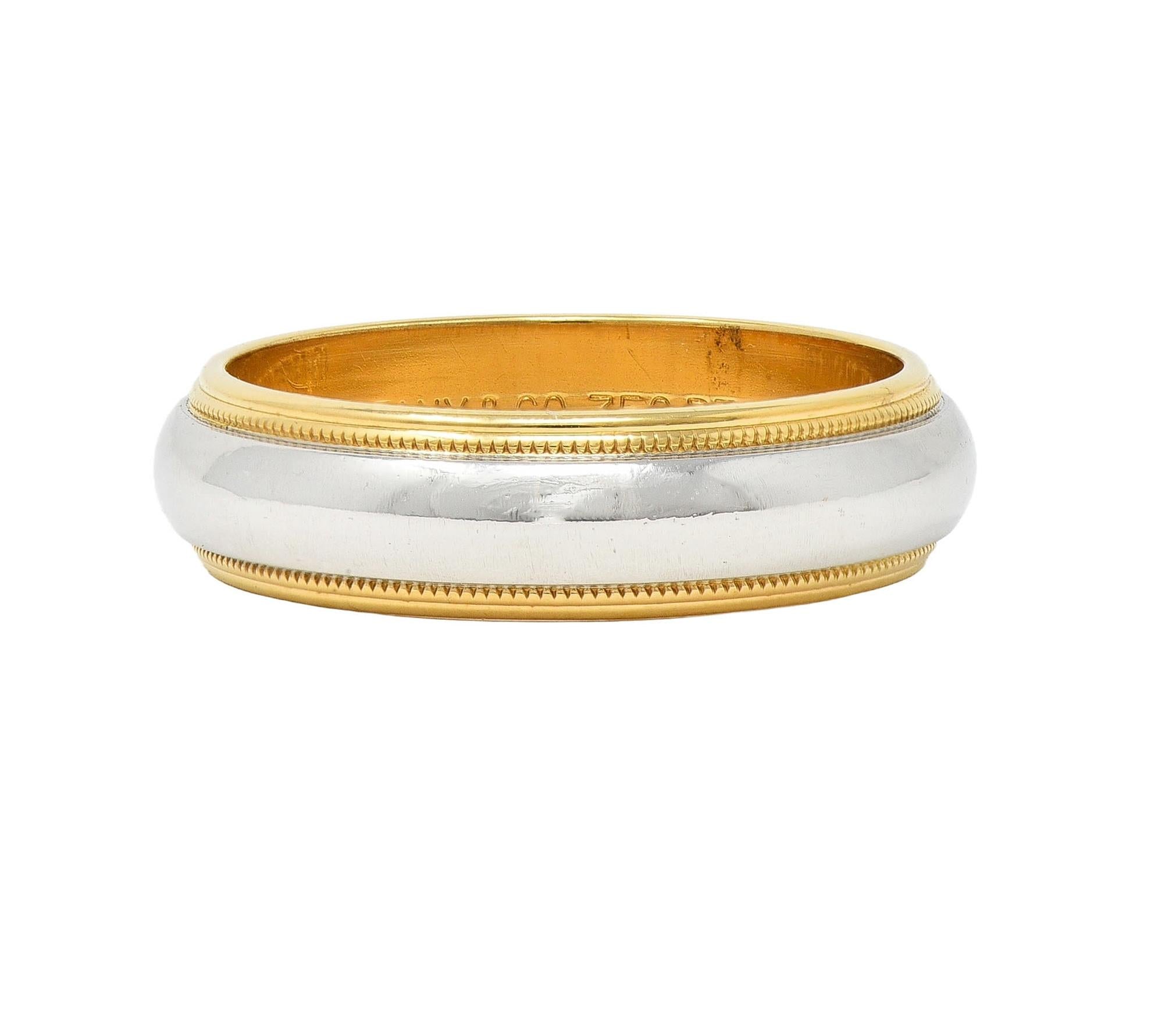 Tiffany & Co. Platinum 18 Karat Yellow Gold Contemporary Wedding Band Ring