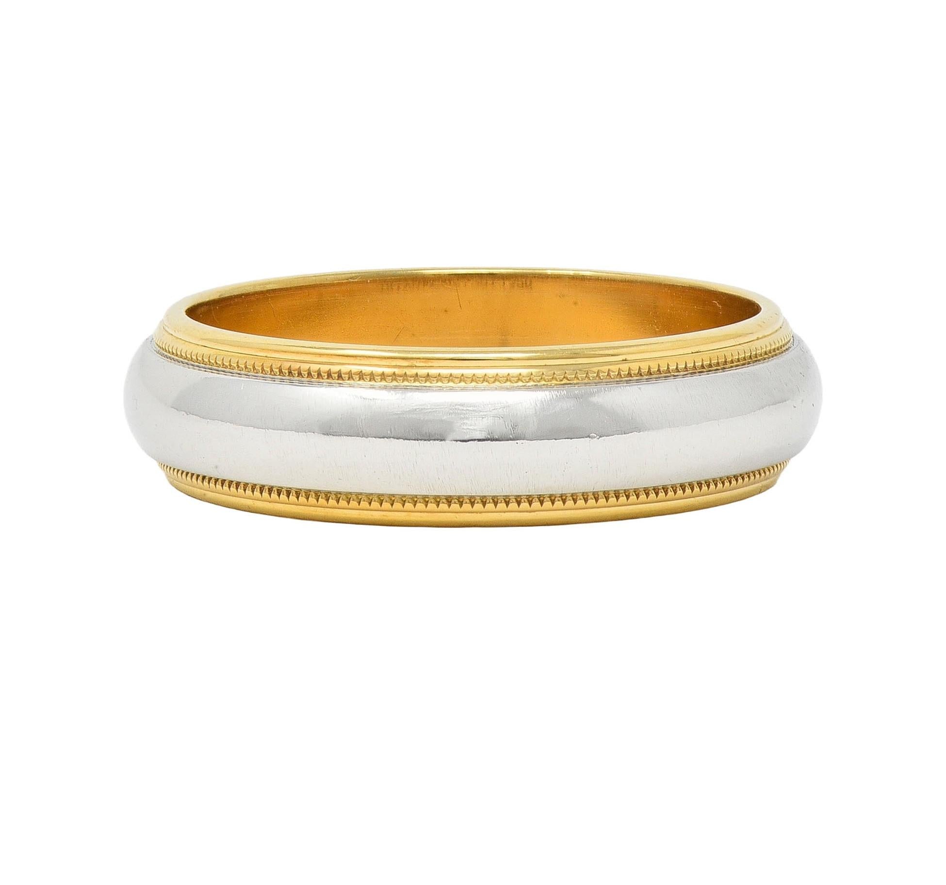 Tiffany & Co. Platinum 18 Karat Yellow Gold Contemporary Wedding Band Ring