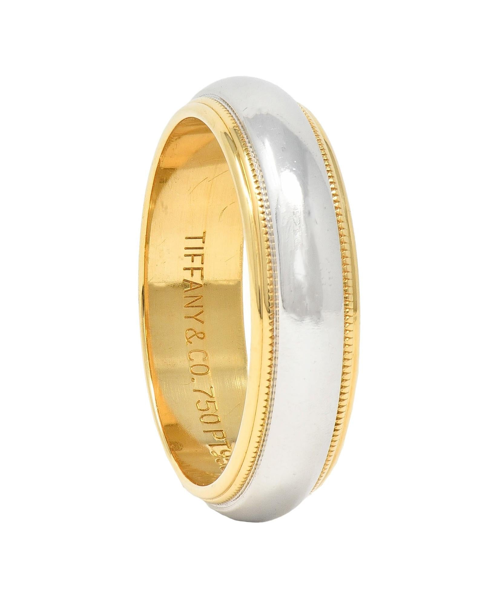 Tiffany & Co. Platinum 18 Karat Yellow Gold Contemporary Wedding Band Ring