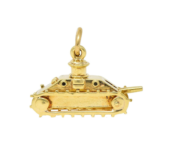 Sloan & Co. Retro 14 Karat Yellow Gold Vintage Articulating Tank Charm