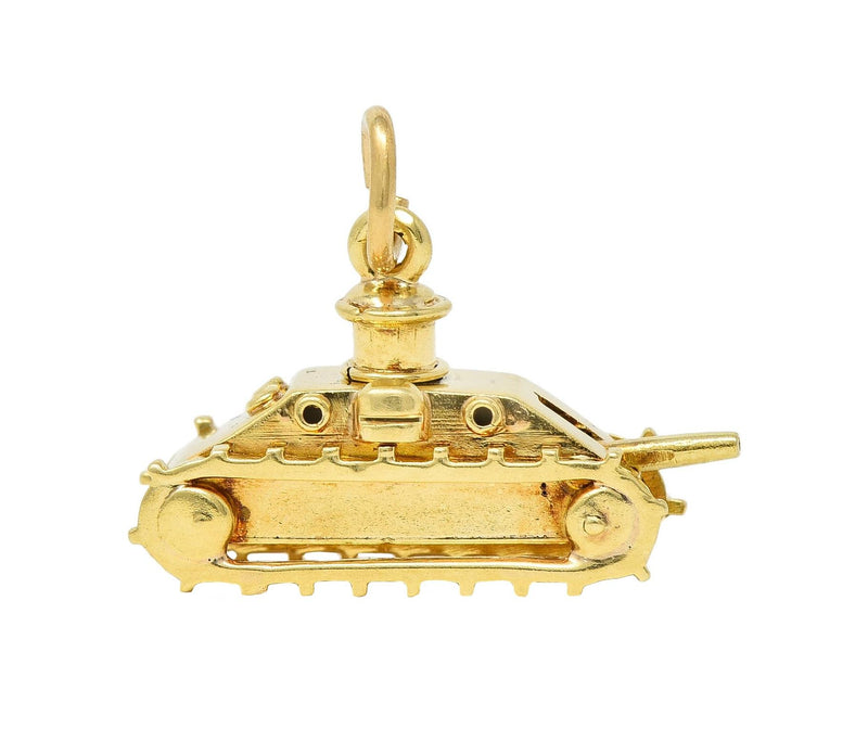 Sloan & Co. Retro 14 Karat Yellow Gold Vintage Articulating Tank Charm