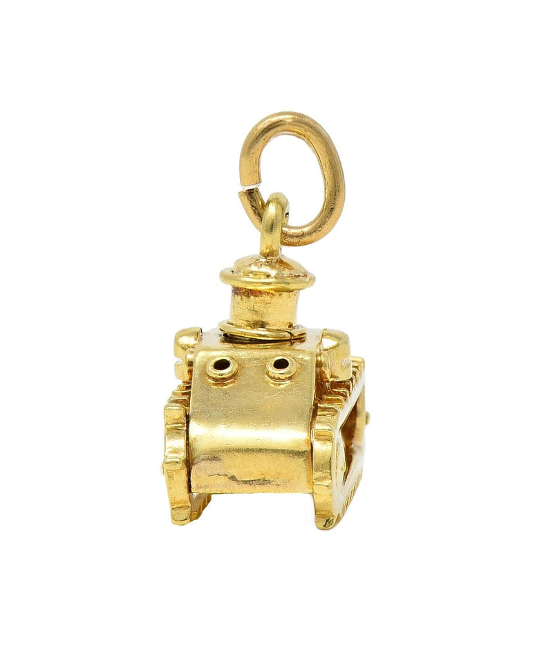 Sloan & Co. Retro 14 Karat Yellow Gold Vintage Articulating Tank Charm