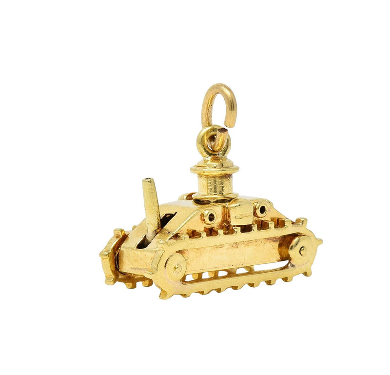 Sloan & Co. Retro 14 Karat Yellow Gold Vintage Articulating Tank Charm