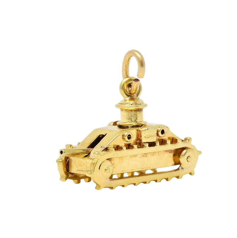 Sloan & Co. Retro 14 Karat Yellow Gold Vintage Articulating Tank Charm