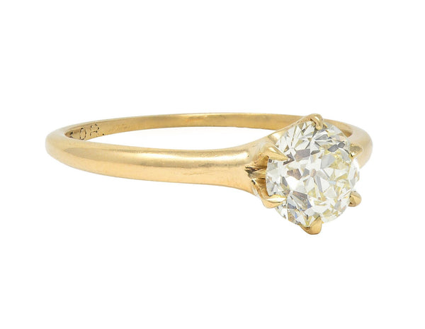 1.00 CTW Old European Antique Diamond 14K Yellow Gold Solitaire Engagement Ring