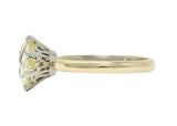 Vintage 2.58 CTW Oval Diamond Platinum 18K Gold Solitaire Engagement Ring GIA