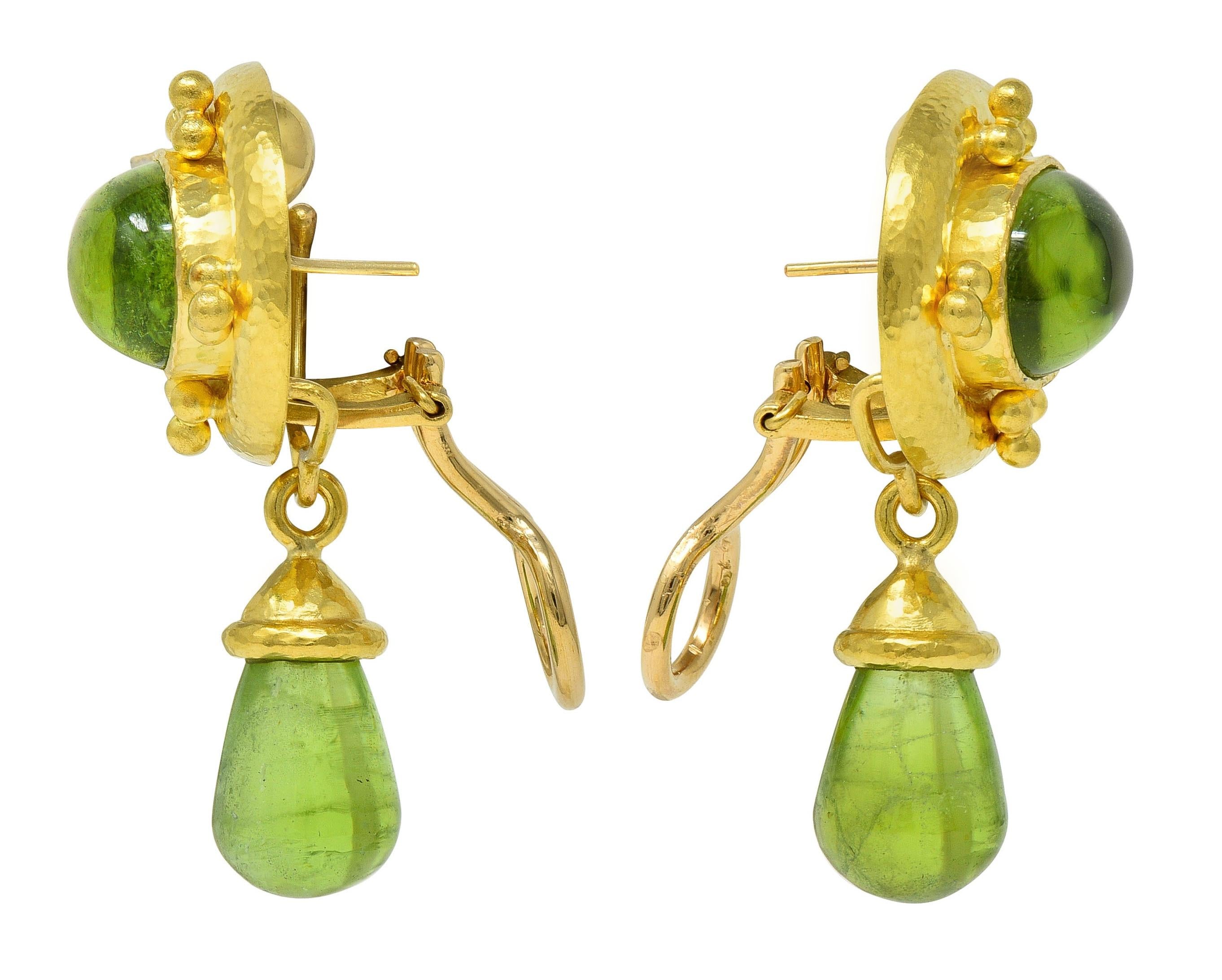 Elizabeth Locke Contemporary Peridot 19K Yellow Gold Day-To-Night Drop Earrings