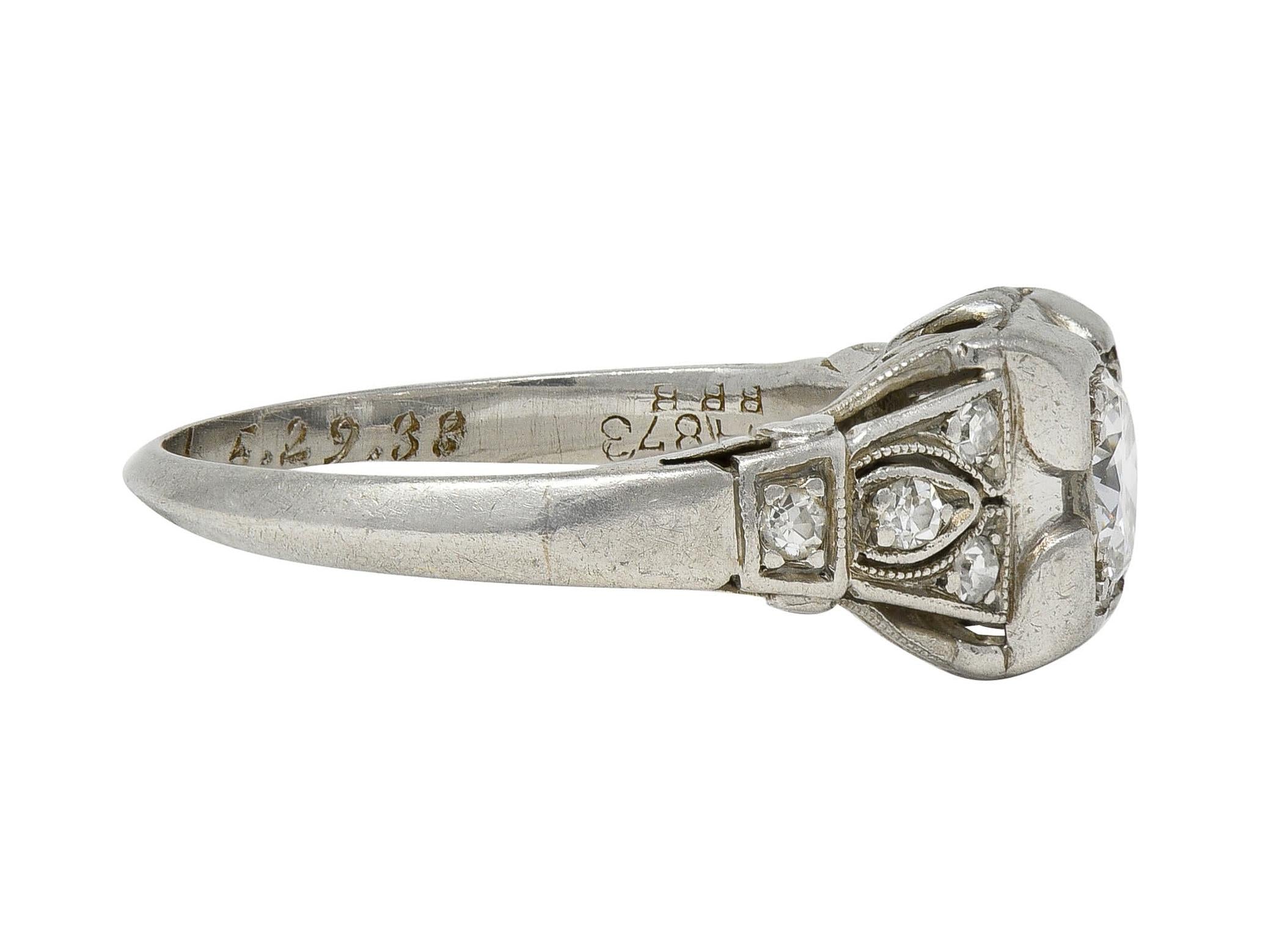 Bailey Banks & Biddle 1938 Art Deco Diamond Platinum Vintage Engagement Ring