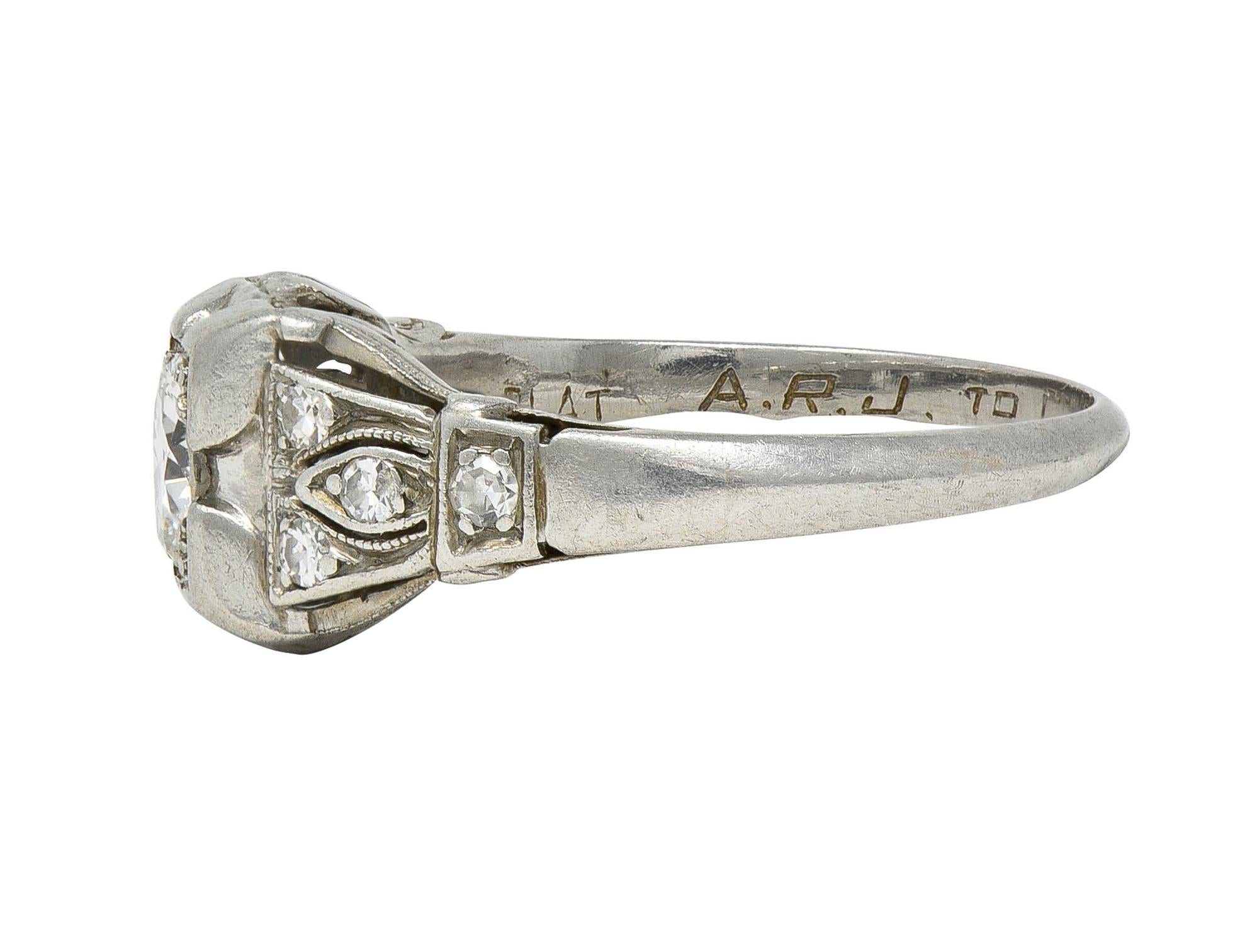 Bailey Banks & Biddle 1938 Art Deco Diamond Platinum Vintage Engagement Ring