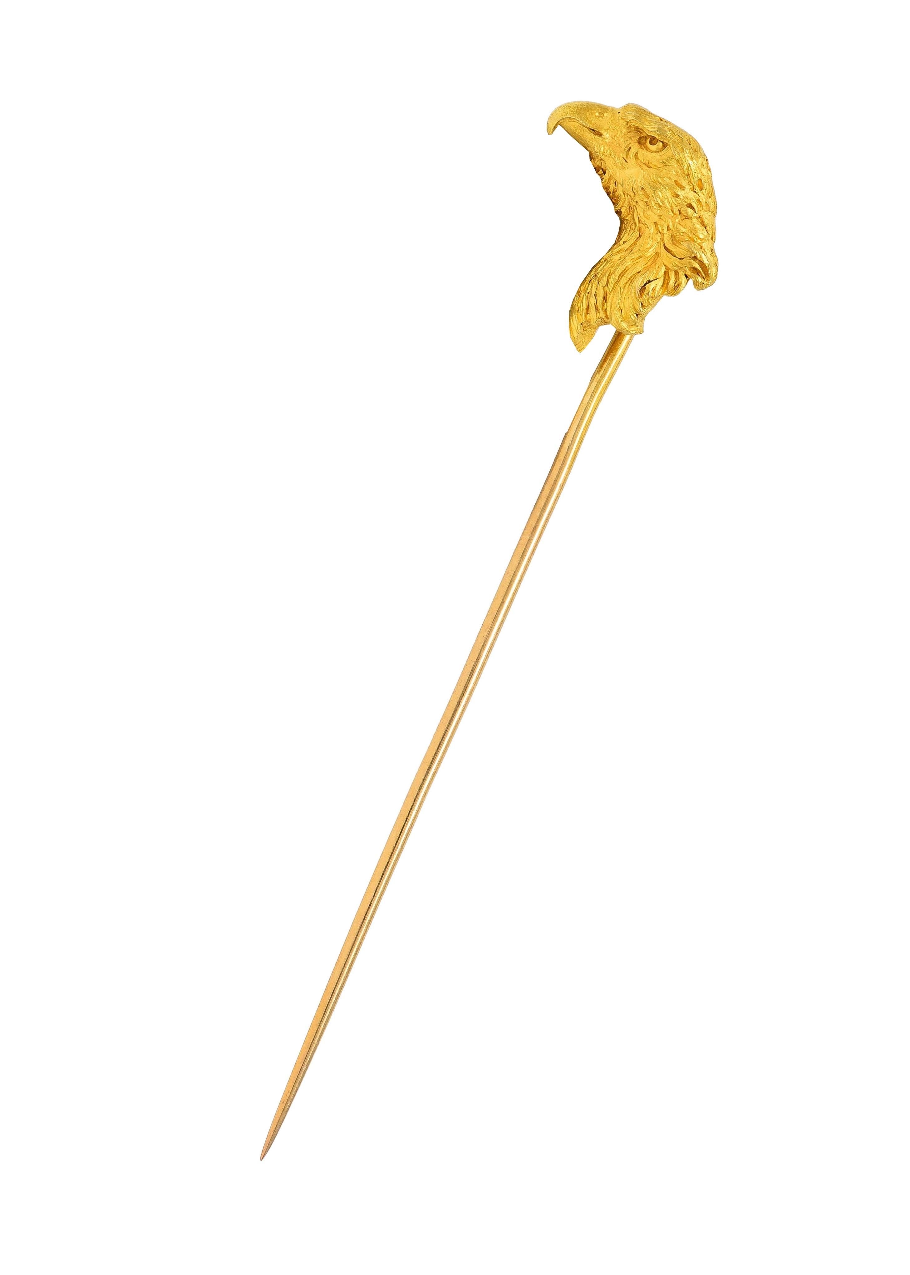 French Late Victorian 18 Karat Yellow Antique Gold Eagle Bird Stickpin