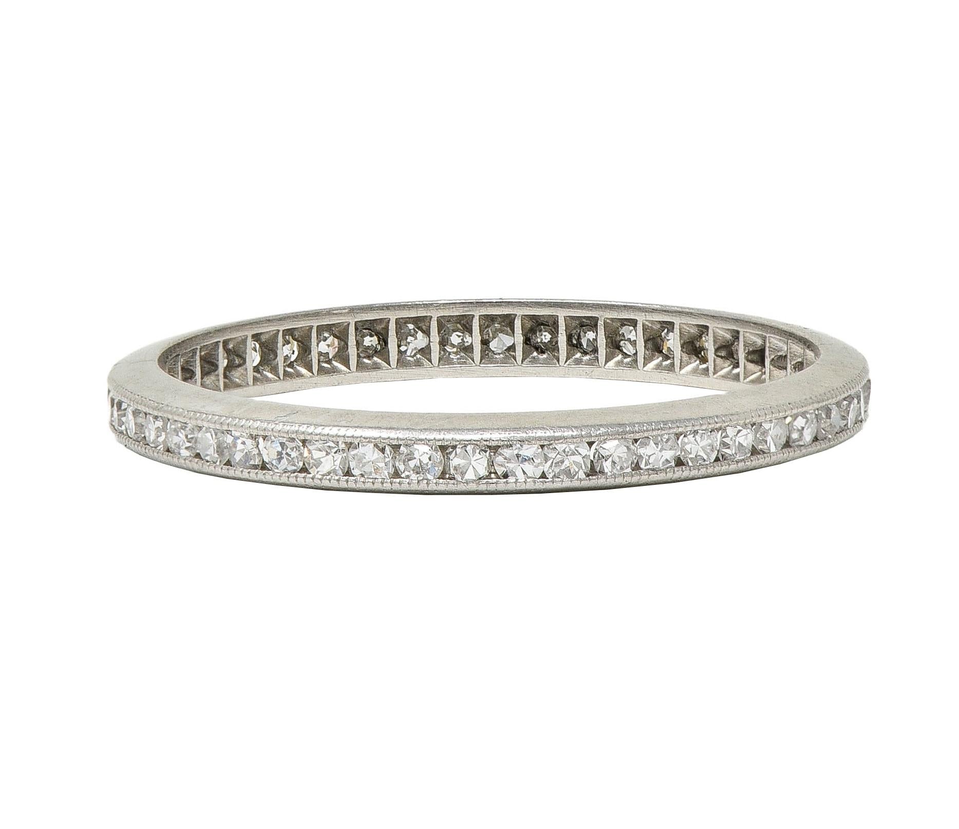 Art Deco 0.50 CTW Diamond Platinum Vintage Wedding Band Ring