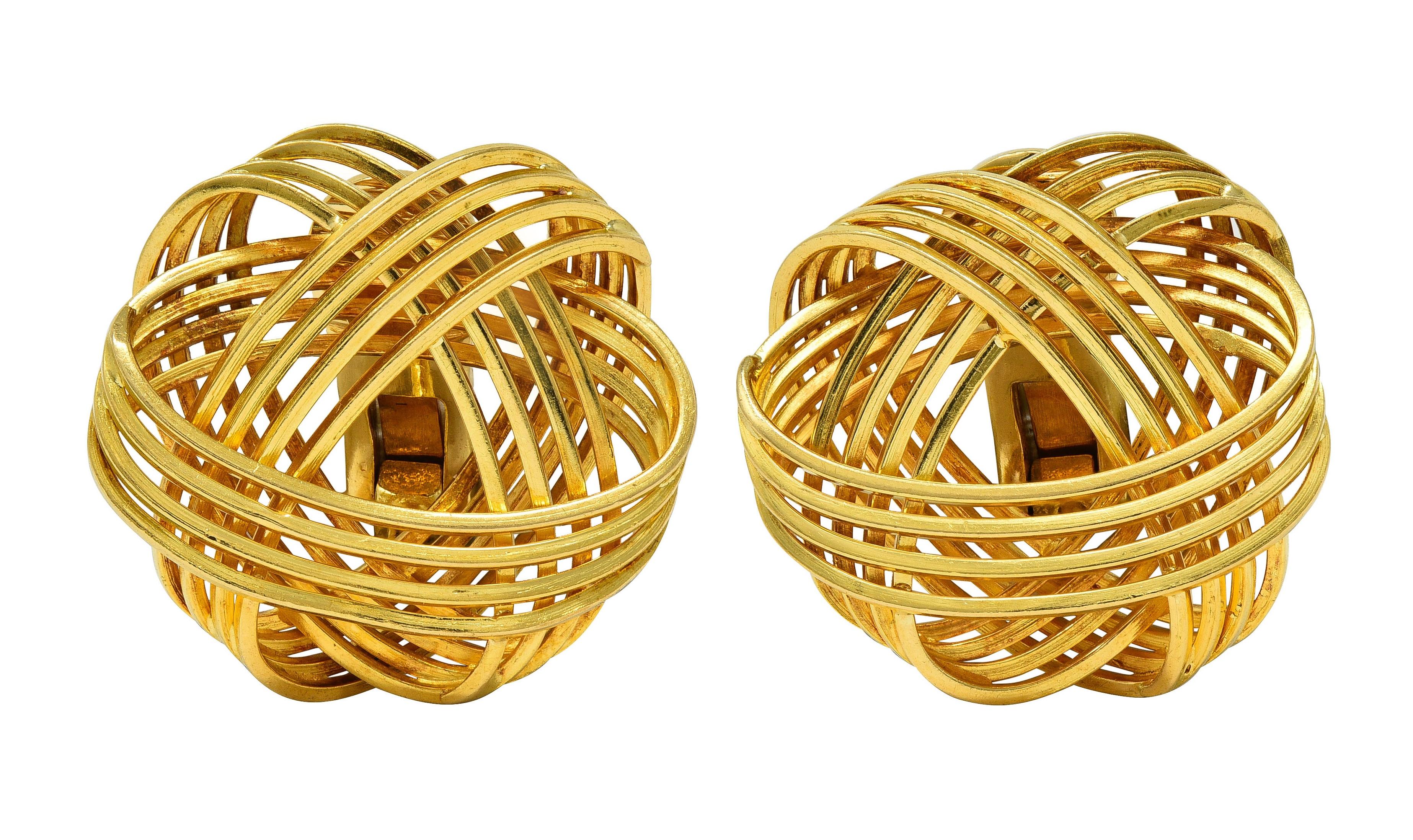 Ilias LaLaounis 1980 18 Karat Yellow Gold Celtic Knot Vintage Ear-Clip Earrings