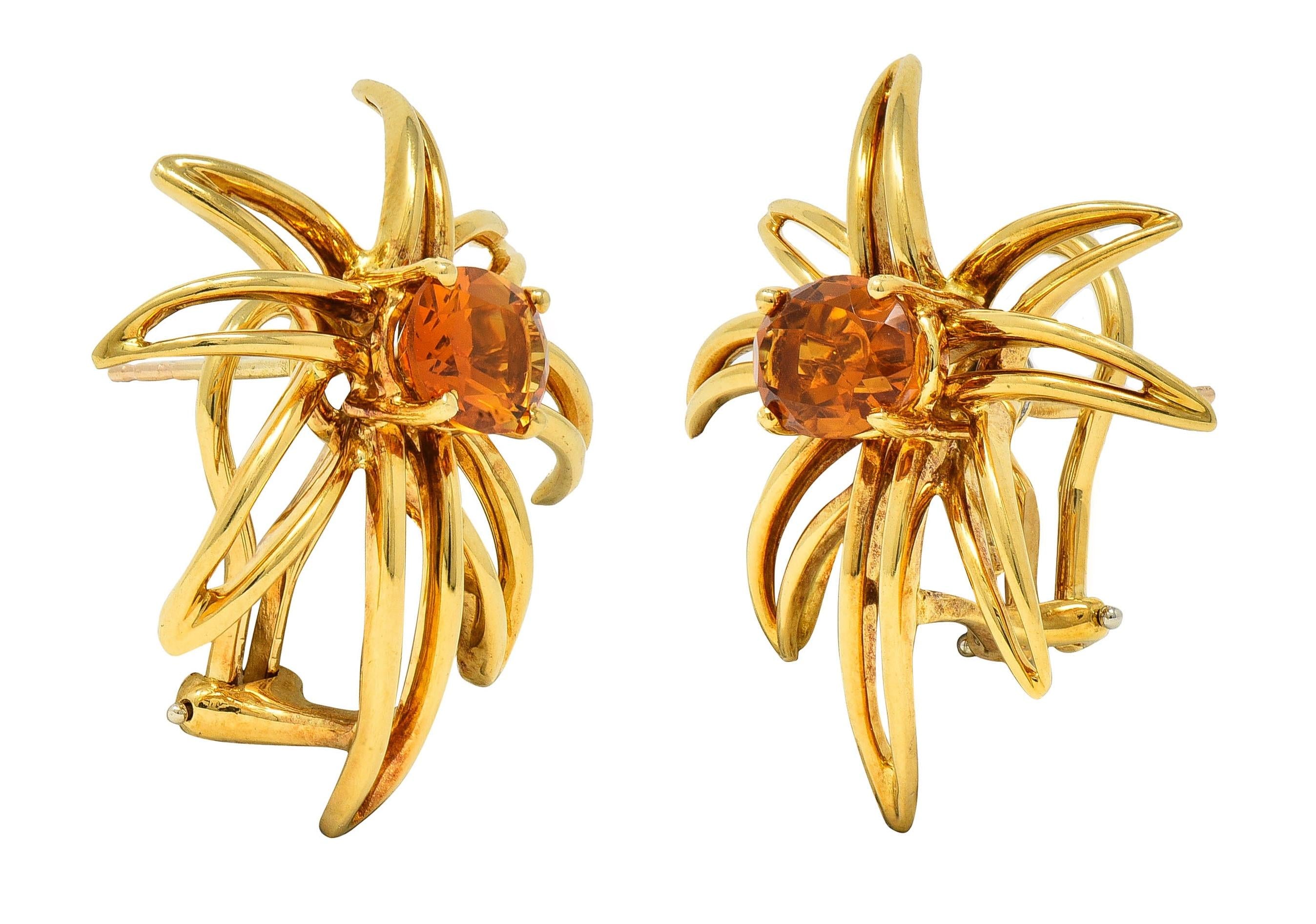 Tiffany & Co. 1994 Citrine 18 Karat Yellow Gold Vintage Fireworks Earrings