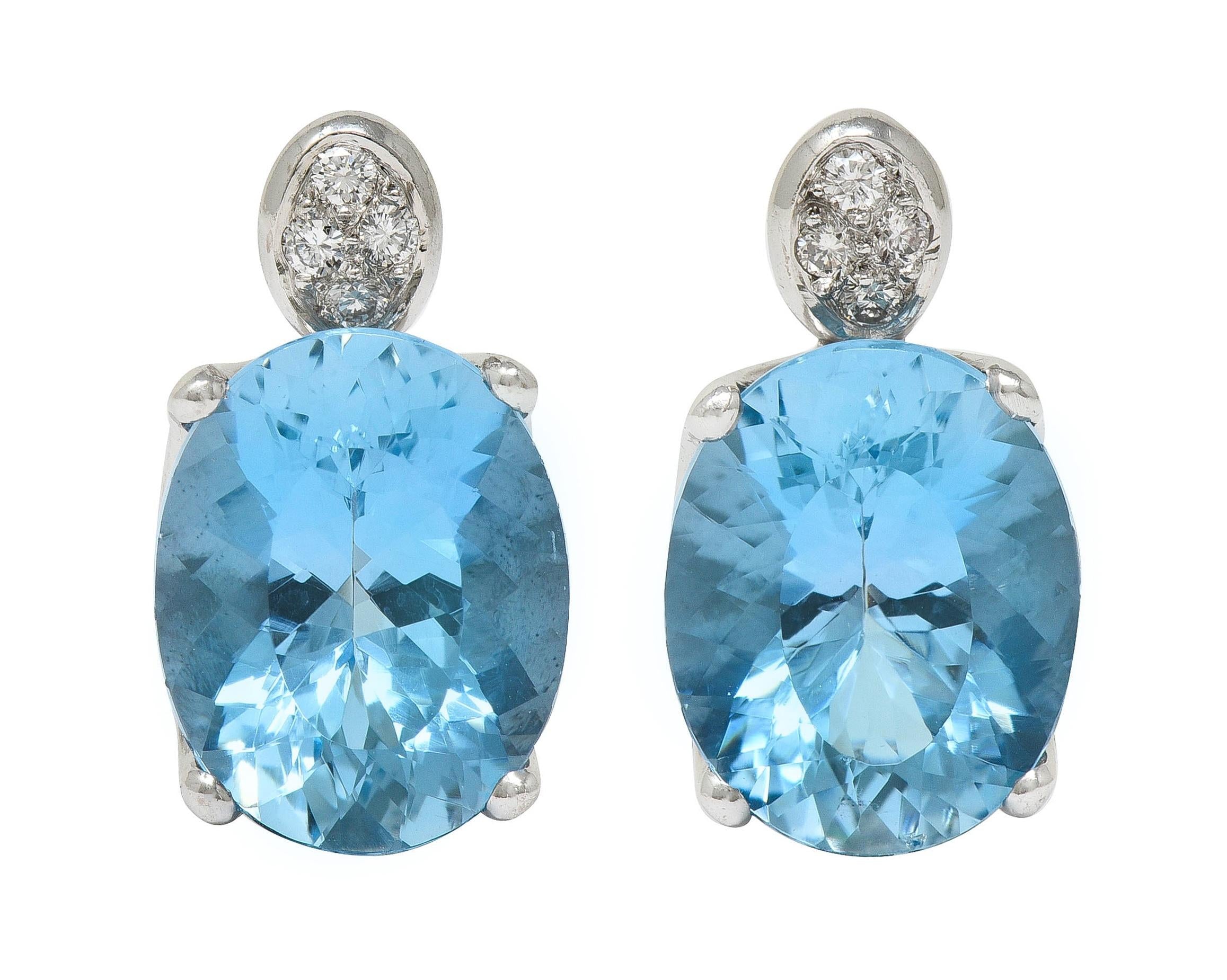 H. Stern Aquamarine Diamond 18 Karat White Gold Earrings