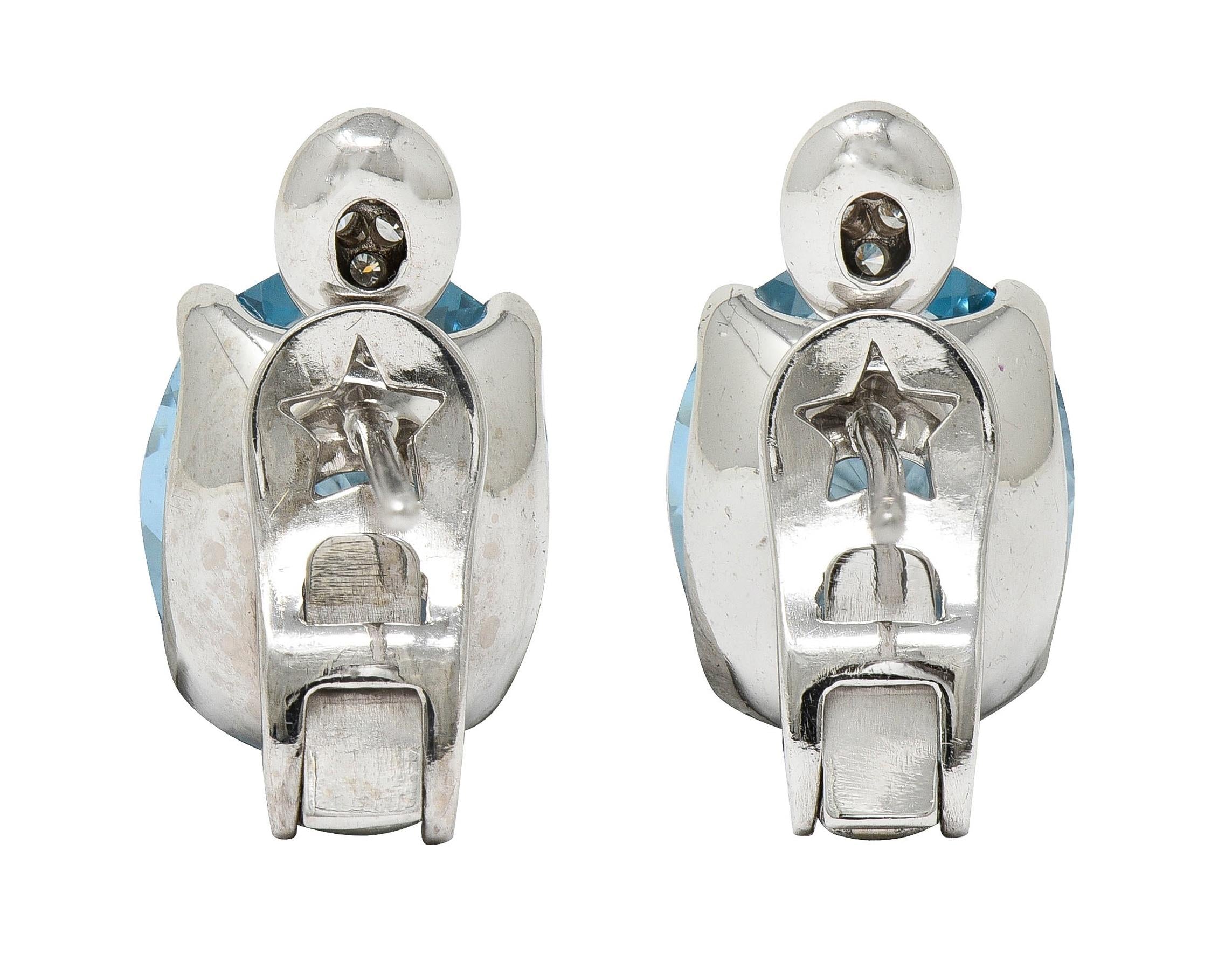 H. Stern Aquamarine Diamond 18 Karat White Gold Earrings