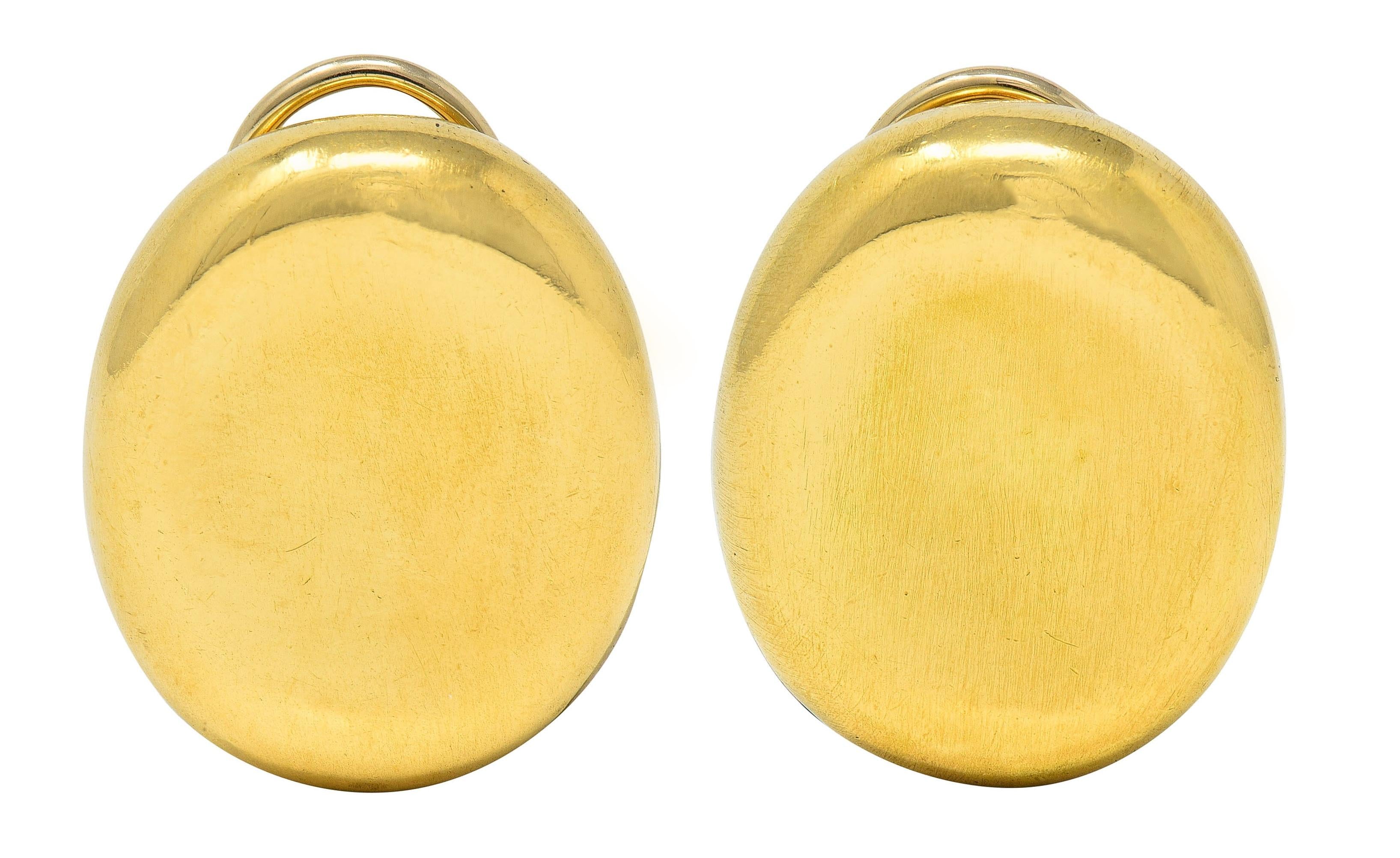 Angela Cummings 1989 18 Karat Yellow Gold Vintage Oval Ear-Clip Earrings